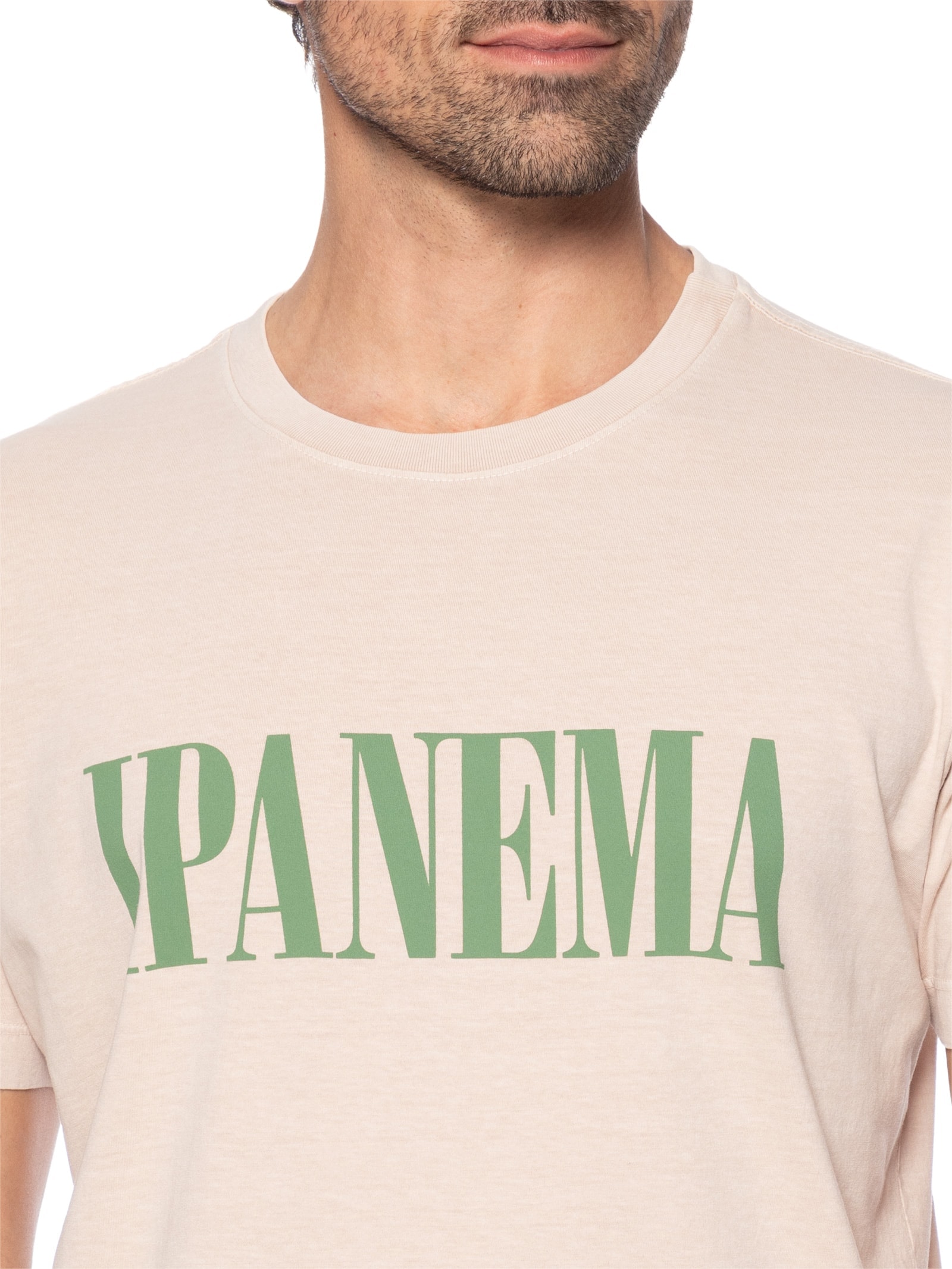 Camiseta Masculina Slim Stone Ipanema Serif Manga Curta Rosa Osklen