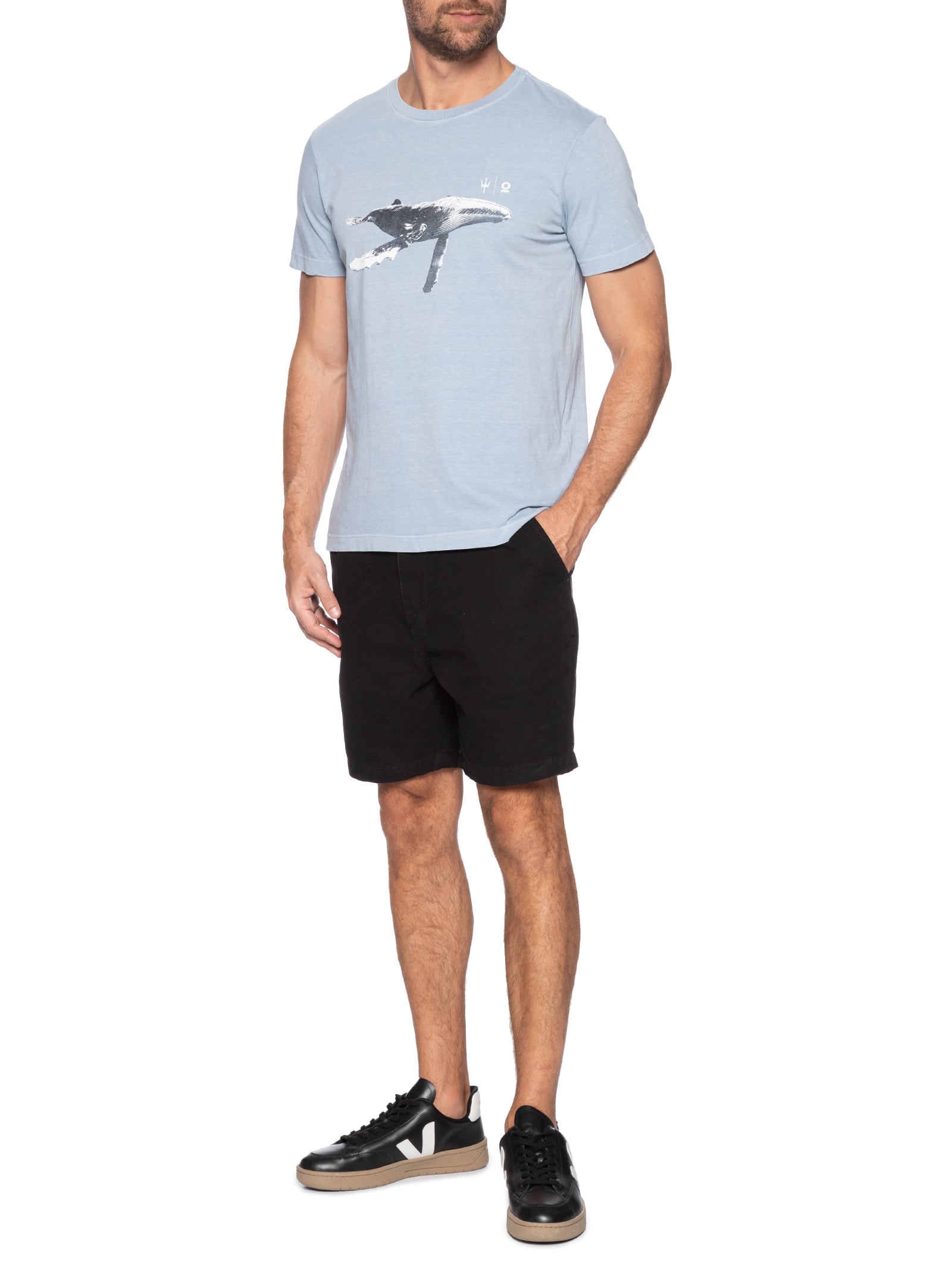 Camiseta Masculina Slim Stone Jubarte Azul Osklen