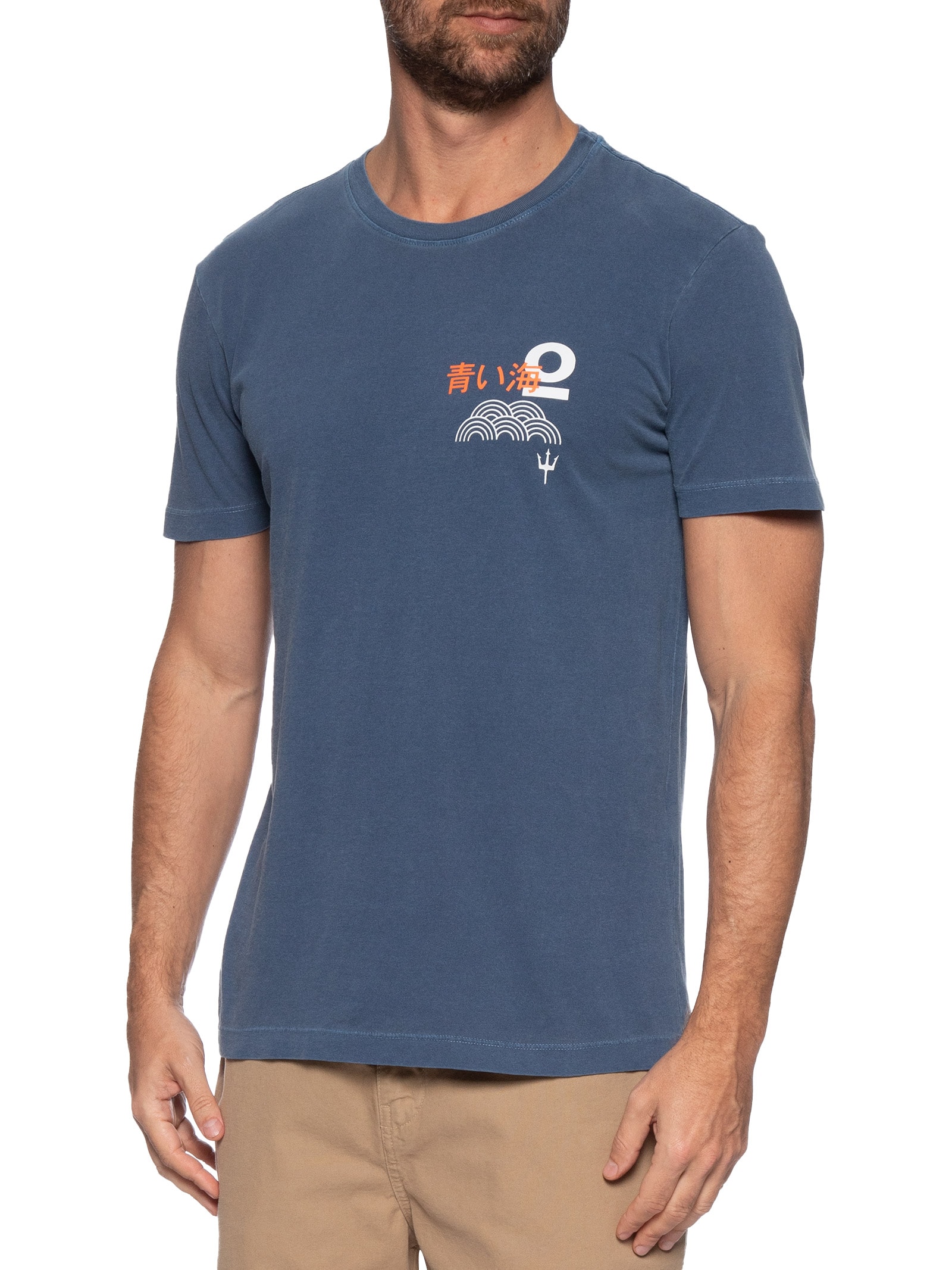 Camiseta Masculina Slim Stone Ocean Azul Osklen