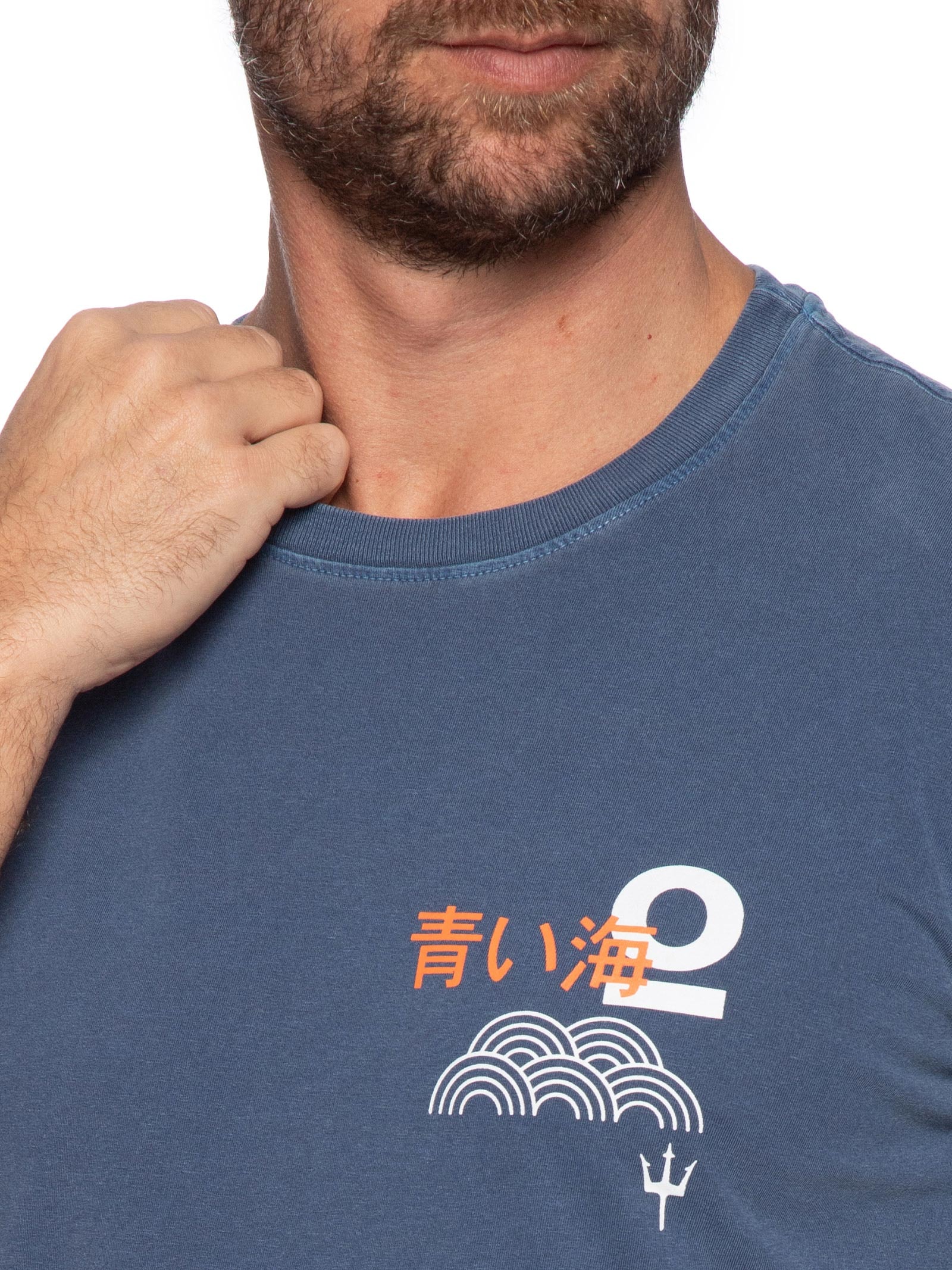 Camiseta Masculina Slim Stone Ocean Azul Osklen