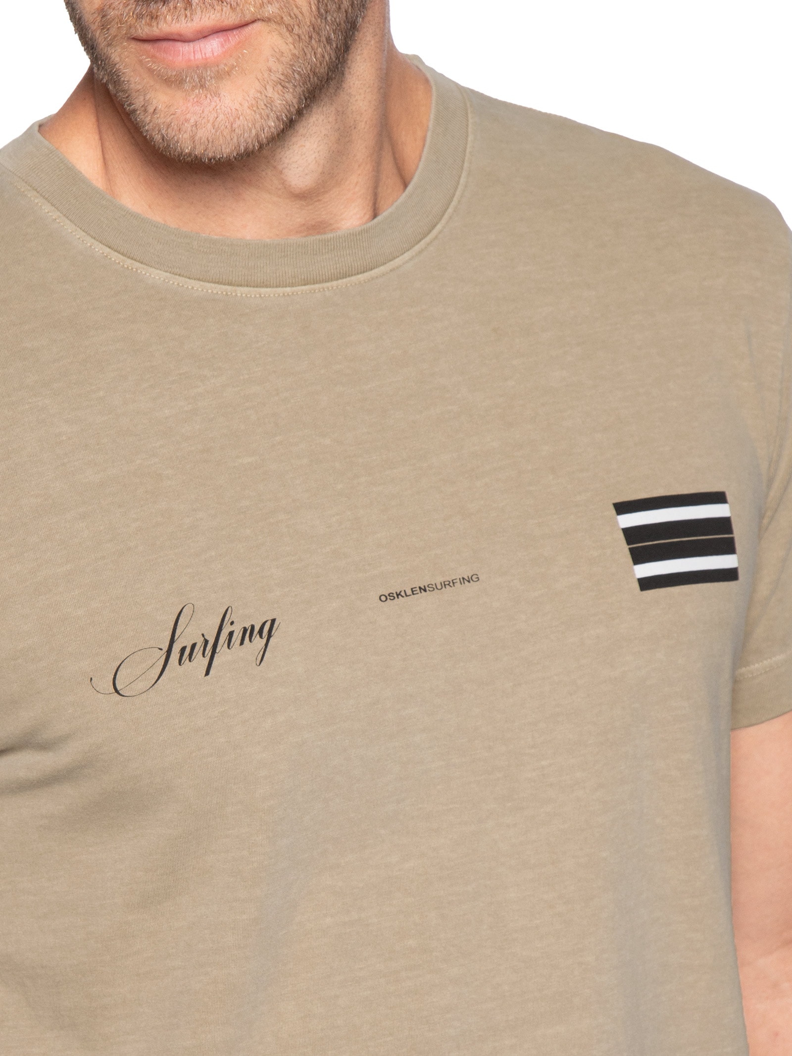 Camiseta Masculina Slim Stone Surfing Cursive – Bege Osklen