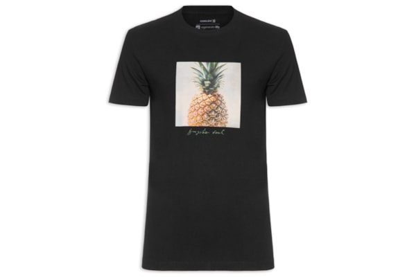 Camiseta Masculina Slim Vintage Abacaxi - Preto