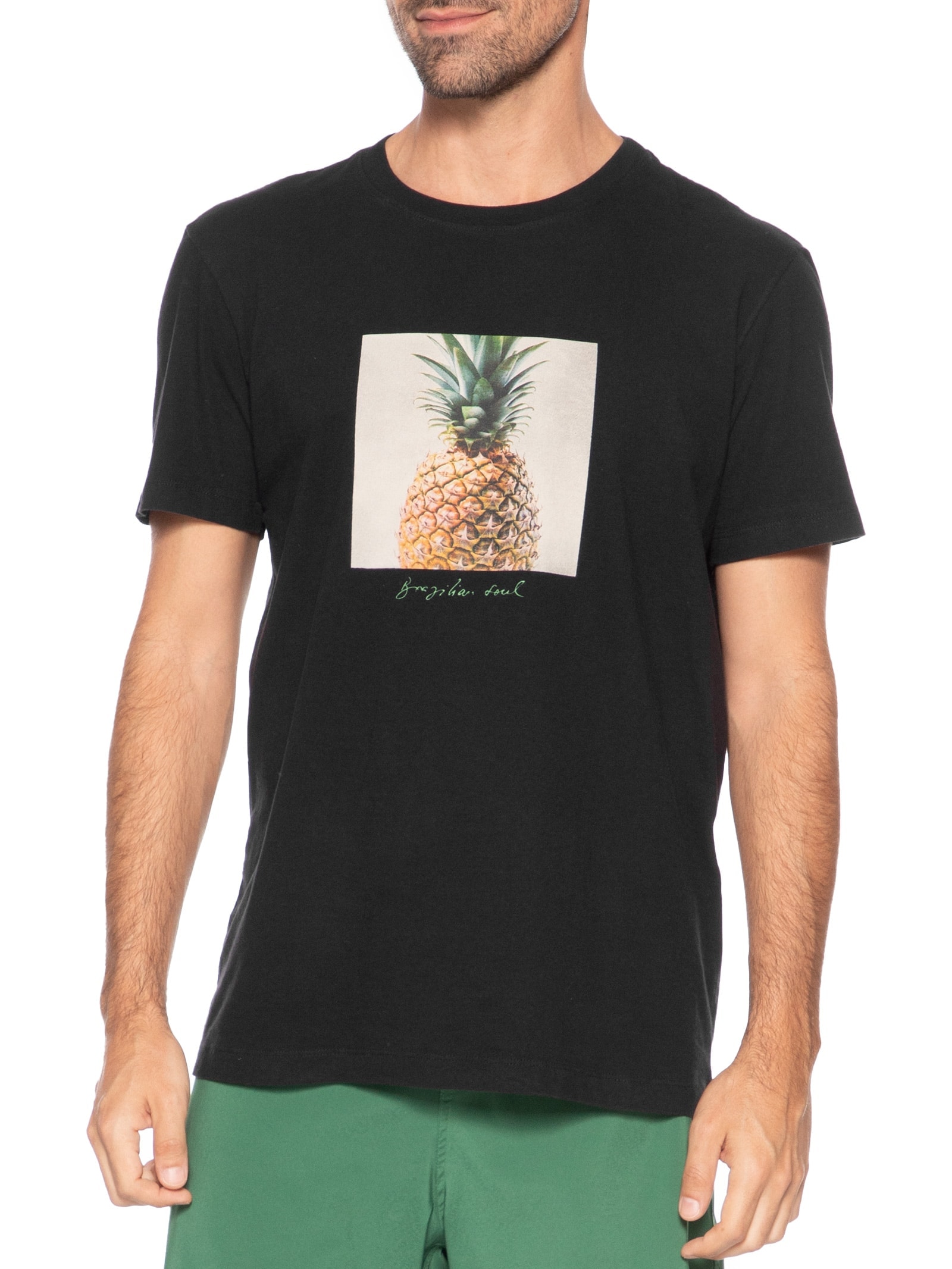 Camiseta Masculina Slim Vintage Abacaxi Preto Osklen