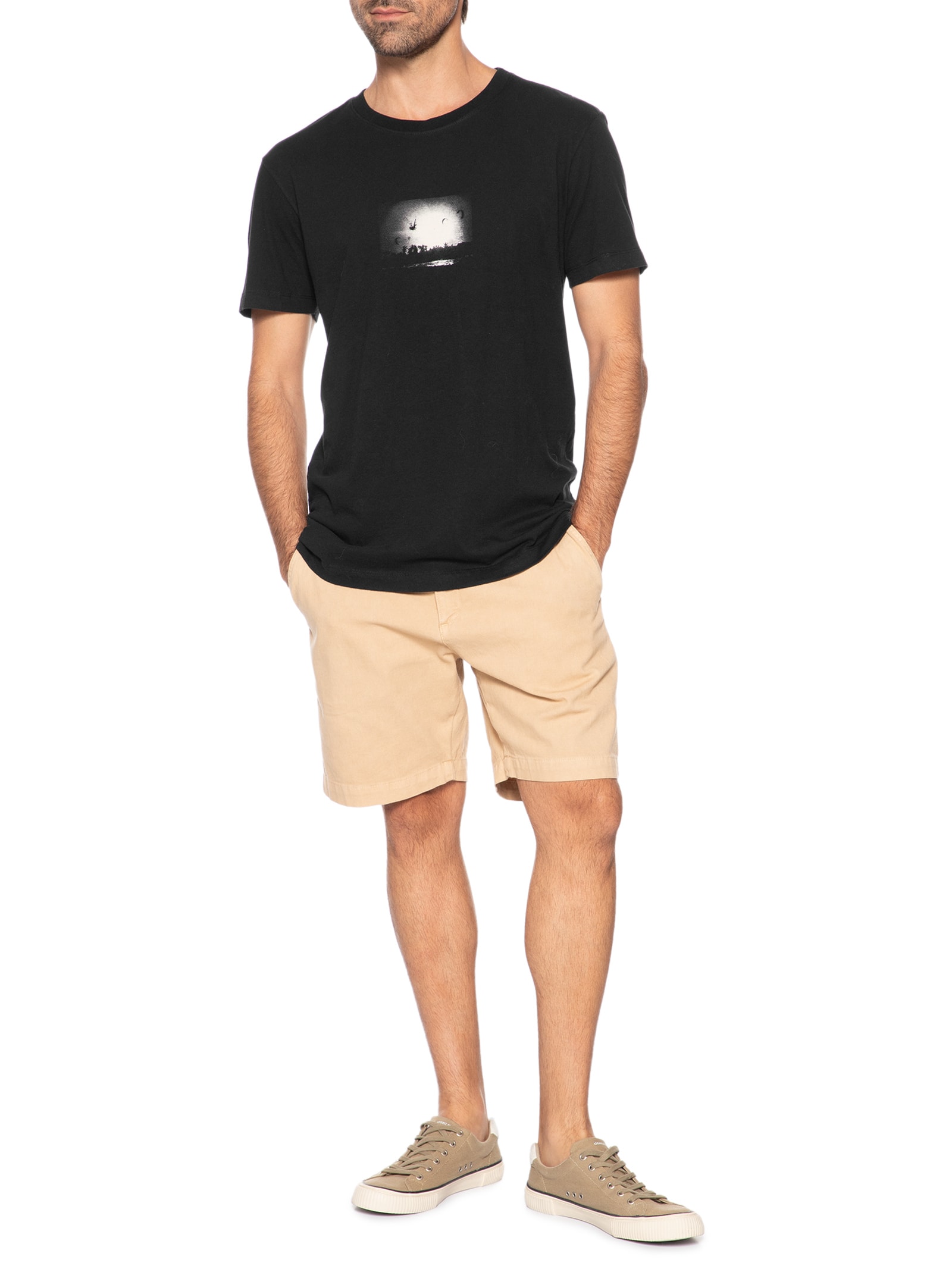 Camiseta Masculina Slim Vintage Freeride Manga Curta Preto Osklen