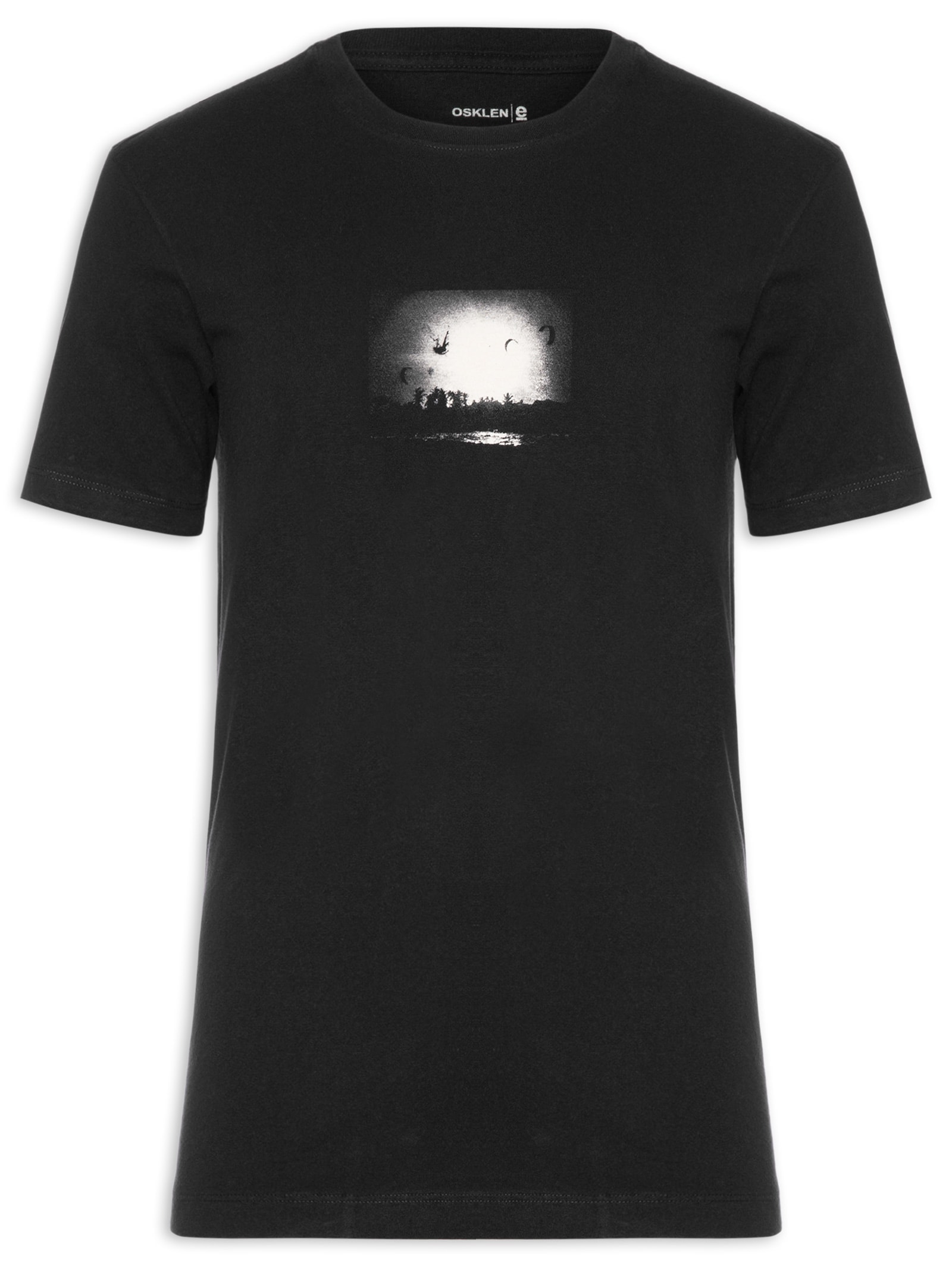 Camiseta Masculina Slim Vintage Freeride Manga Curta Preto Osklen