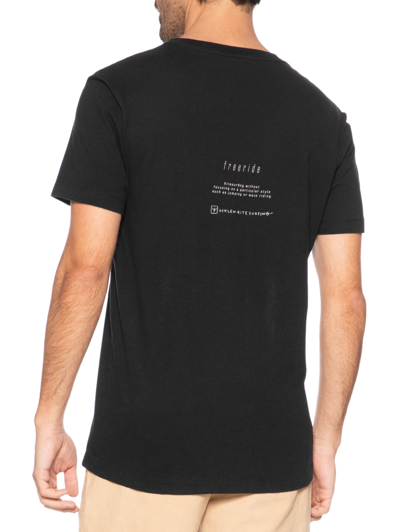 Camiseta Masculina Slim Vintage Freeride Manga Curta Preto Osklen
