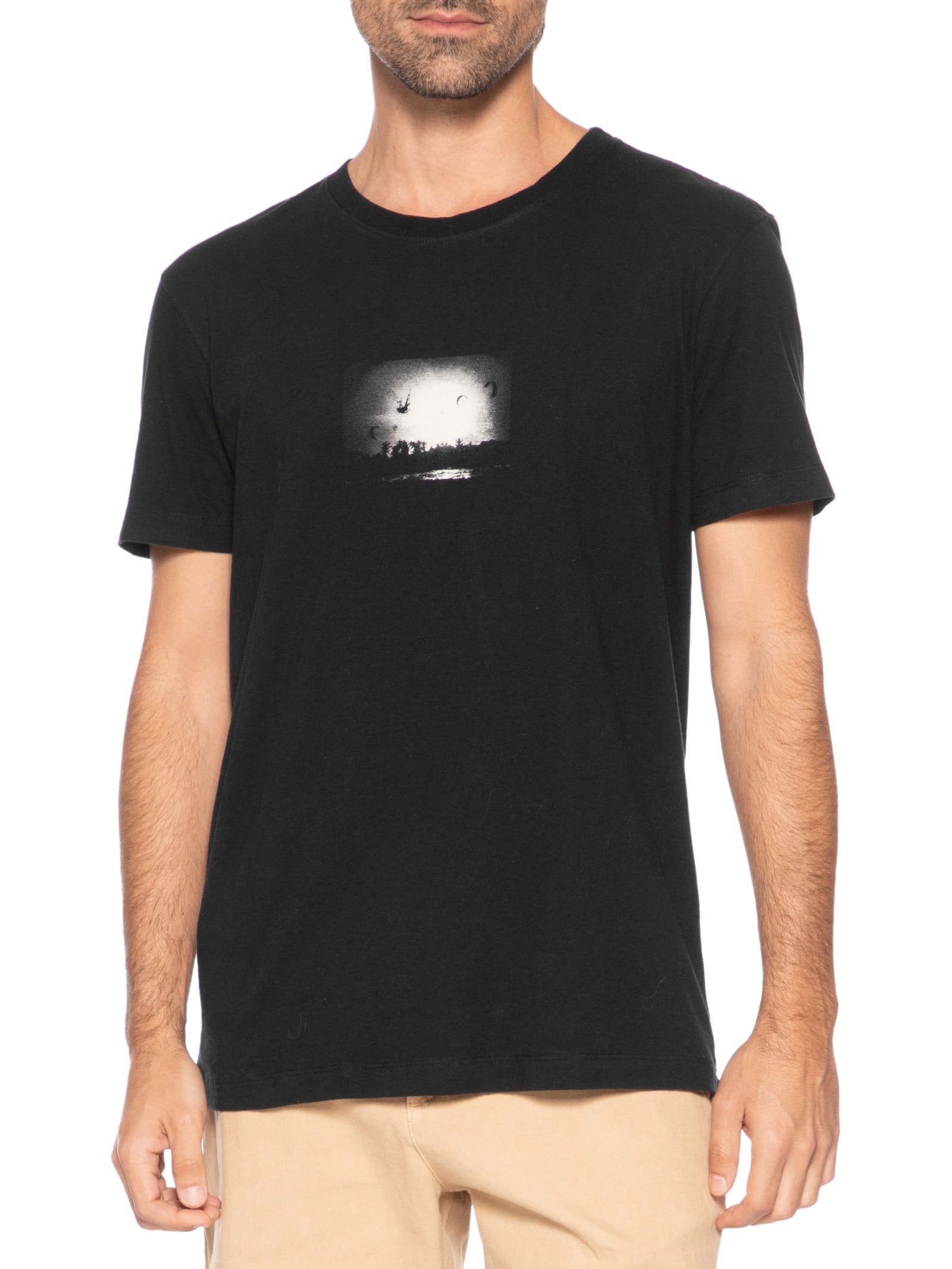 Camiseta Masculina Slim Vintage Freeride Manga Curta Preto Osklen