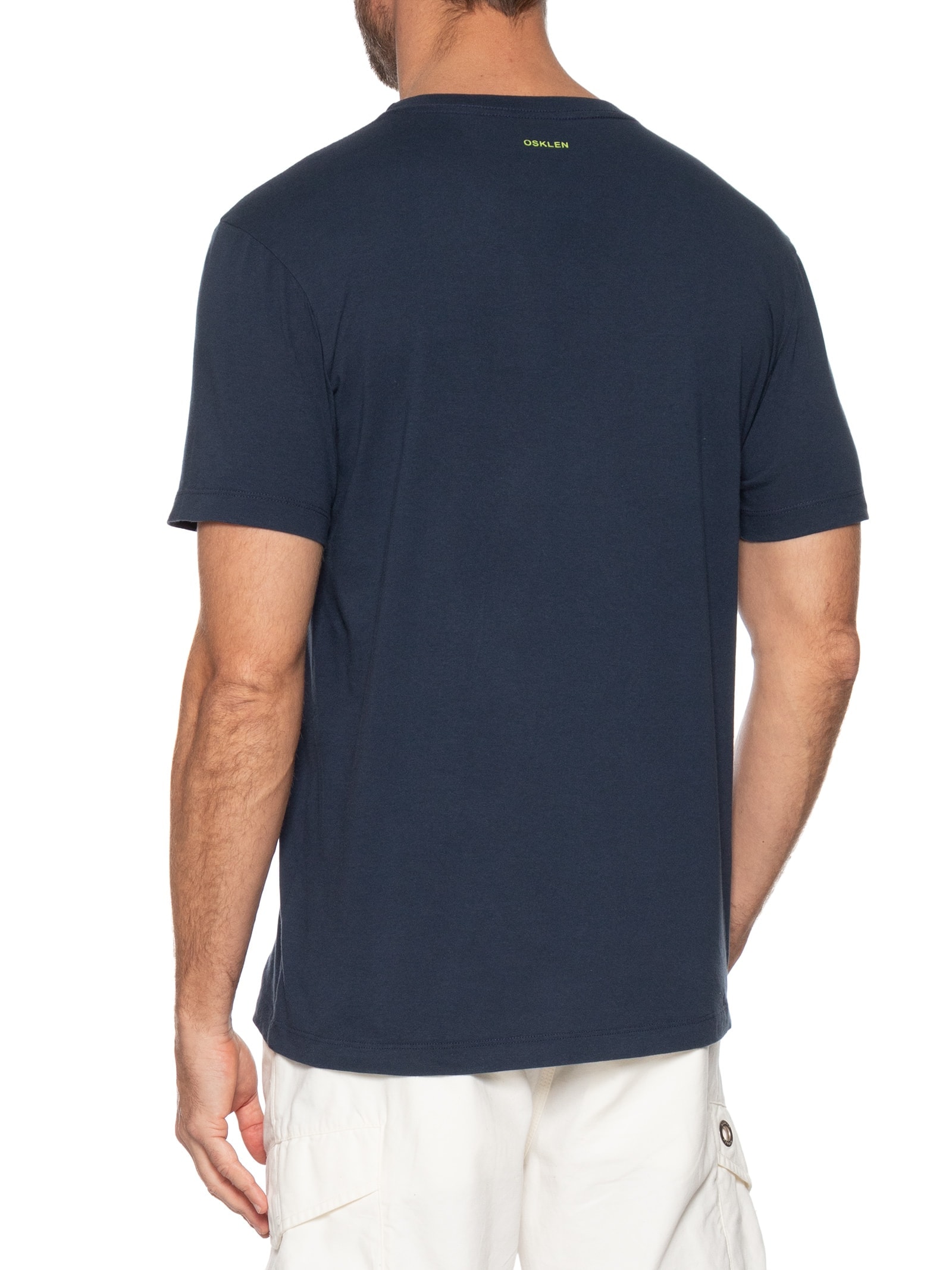 Camiseta Masculina Slim Vintage Gradiente Manga Curta Azul Osklen