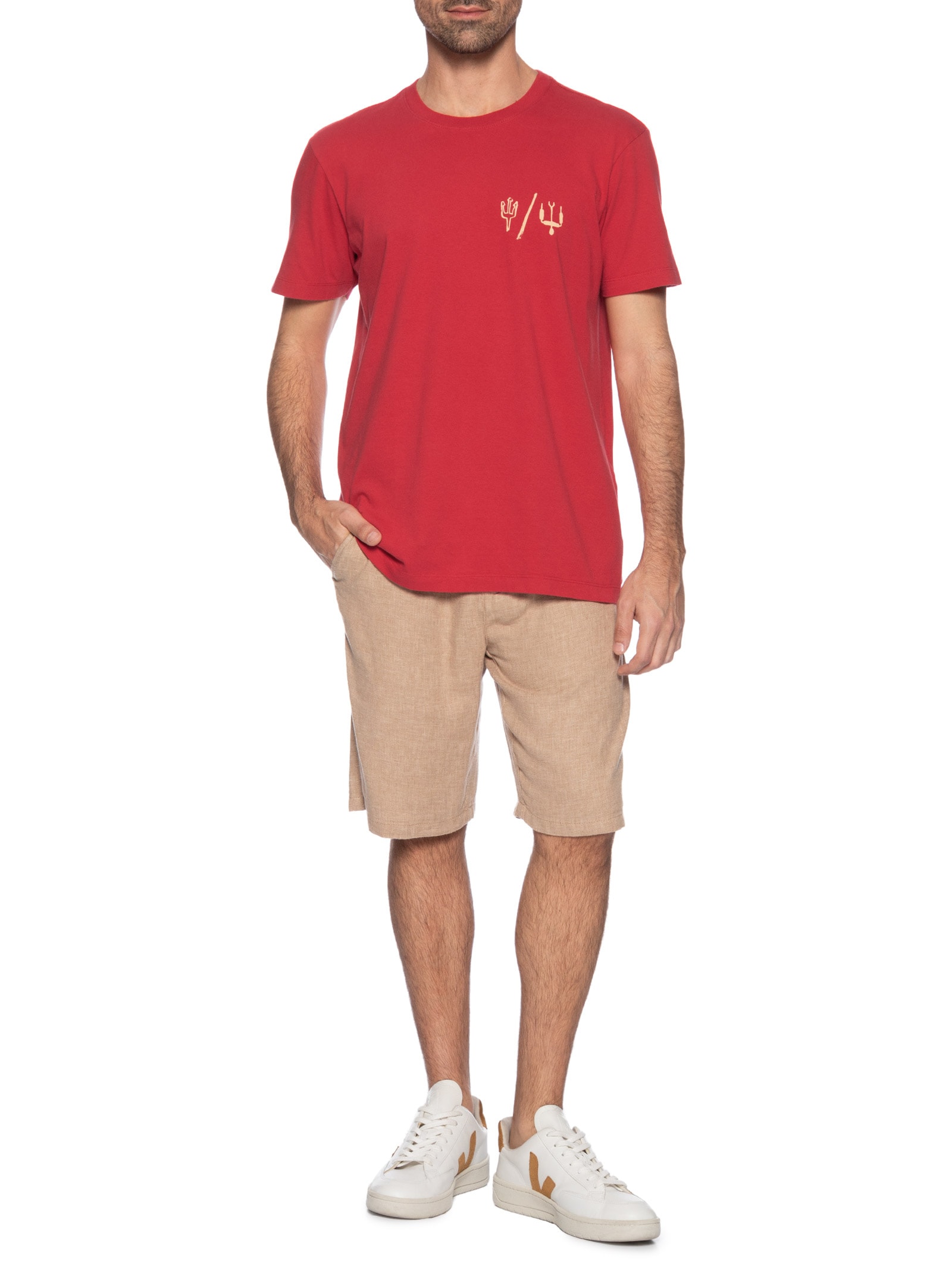 Camiseta Masculina Slim Vintage Kite Icons Manga Curta Vermelho Osklen