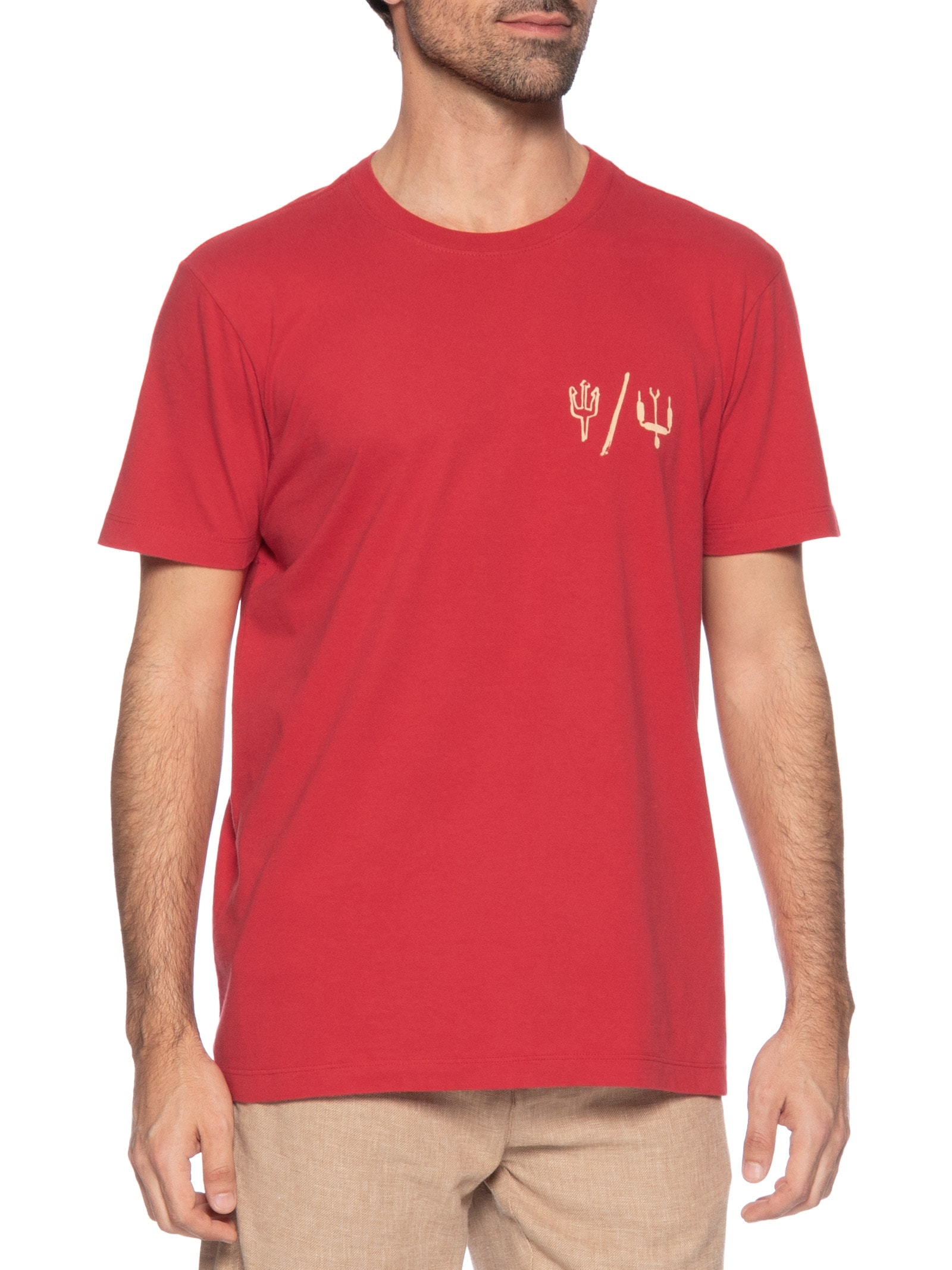 Camiseta Masculina Slim Vintage Kite Icons Manga Curta Vermelho Osklen