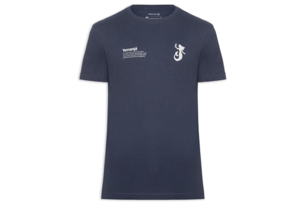 Camiseta Masculina Slim Vintage Manga Curta Yemanjá - Azul
