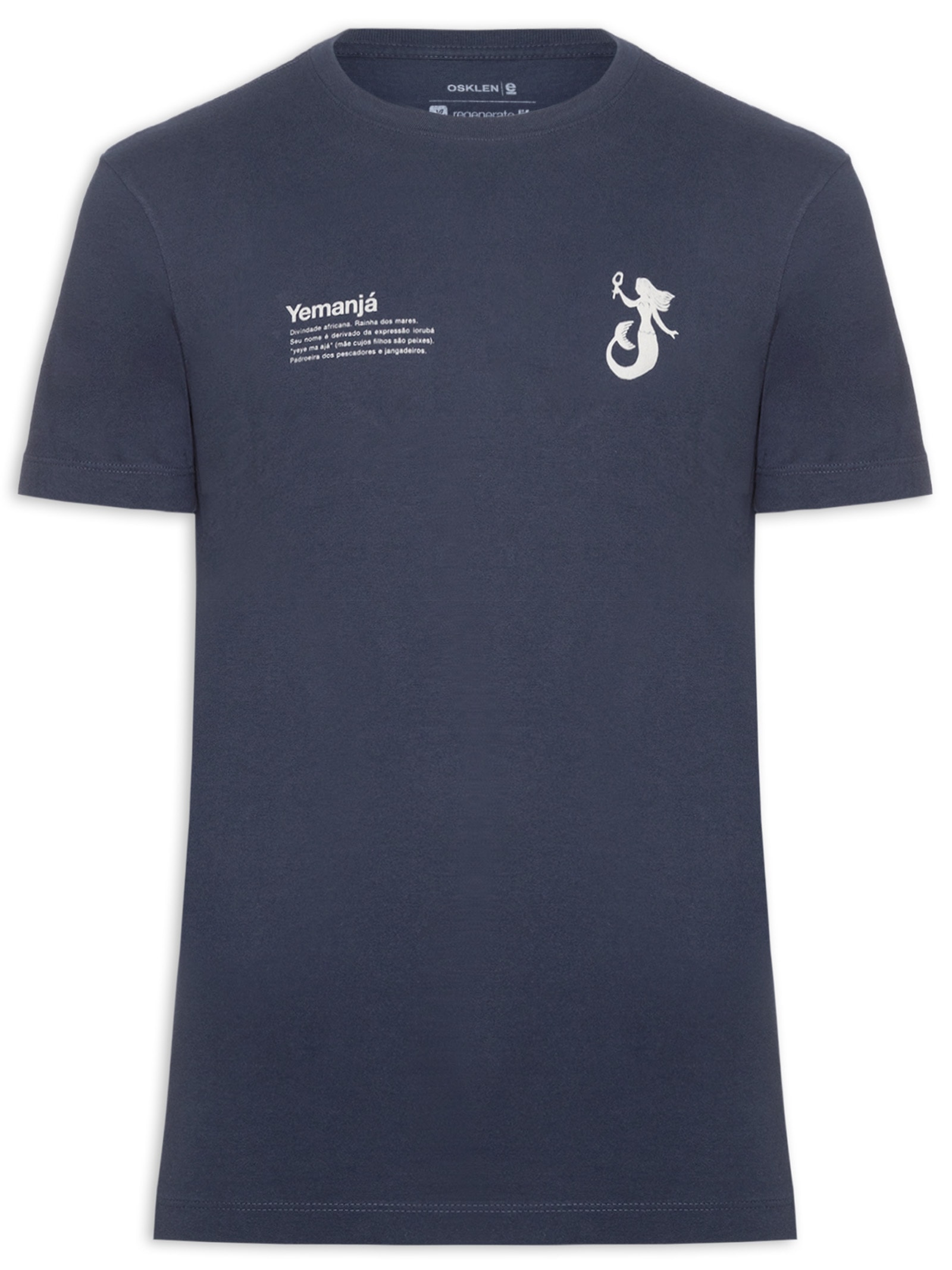 Camiseta Masculina Slim Vintage Manga Curta Yemanjá Azul Osklen