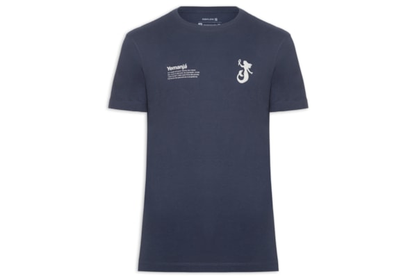 Camiseta Masculina Slim Vintage Manga Curta Yemanjá - Azul