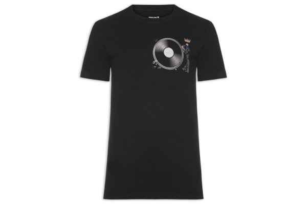 Camiseta Masculina Slim Vintage Record Player - Preto