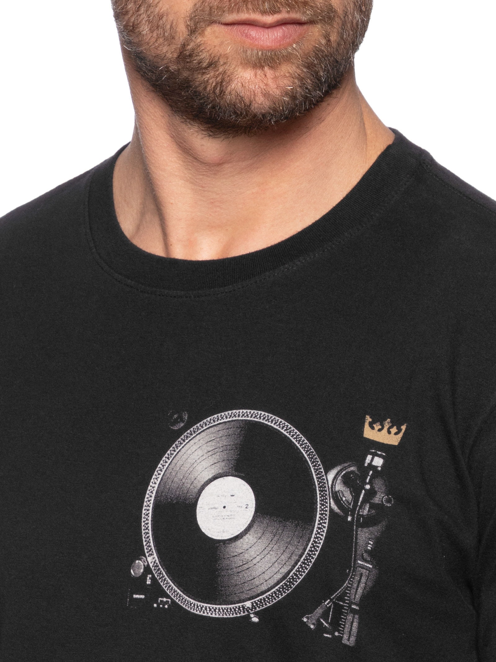 Camiseta Masculina Slim Vintage Record Player Preto Osklen