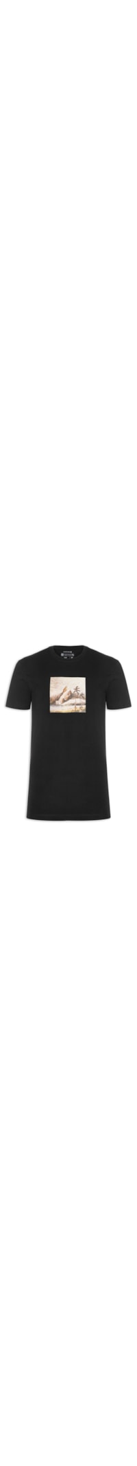 Camiseta Masculina Slim Vintage Rio Paisagem Manga Curta - Preto