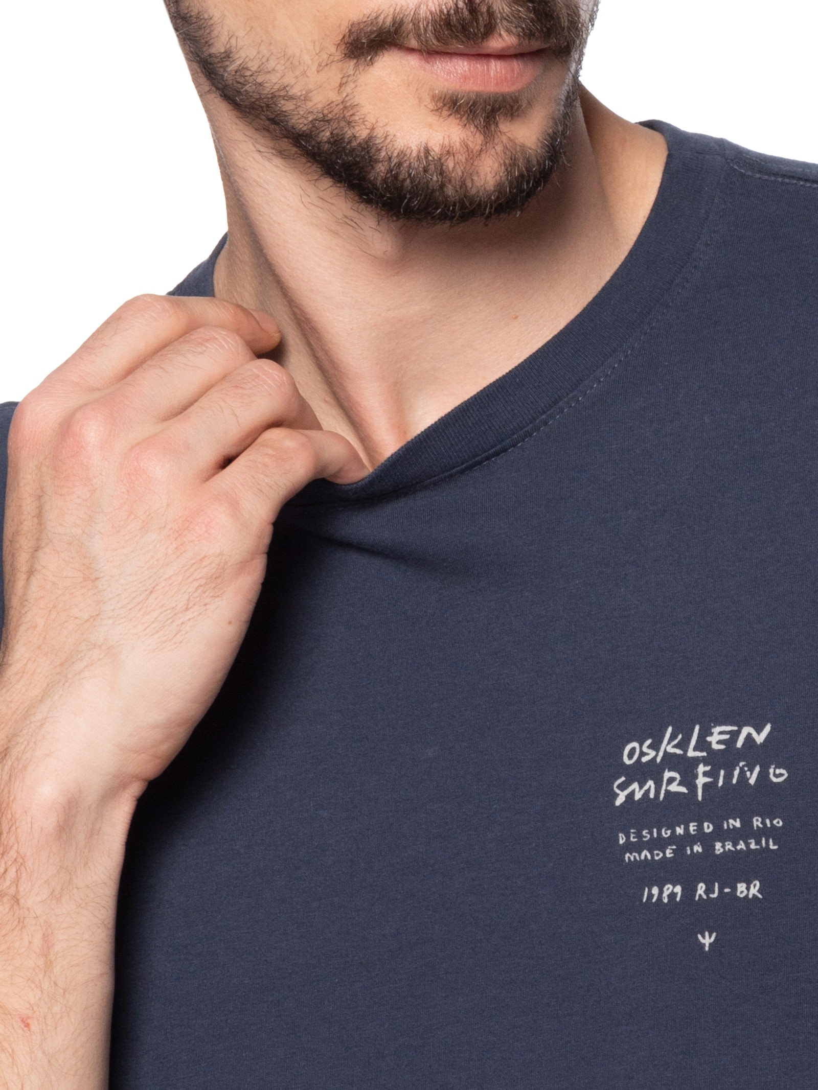 Camiseta Masculina Slim Vintage Surf Handwriting Azul Osklen