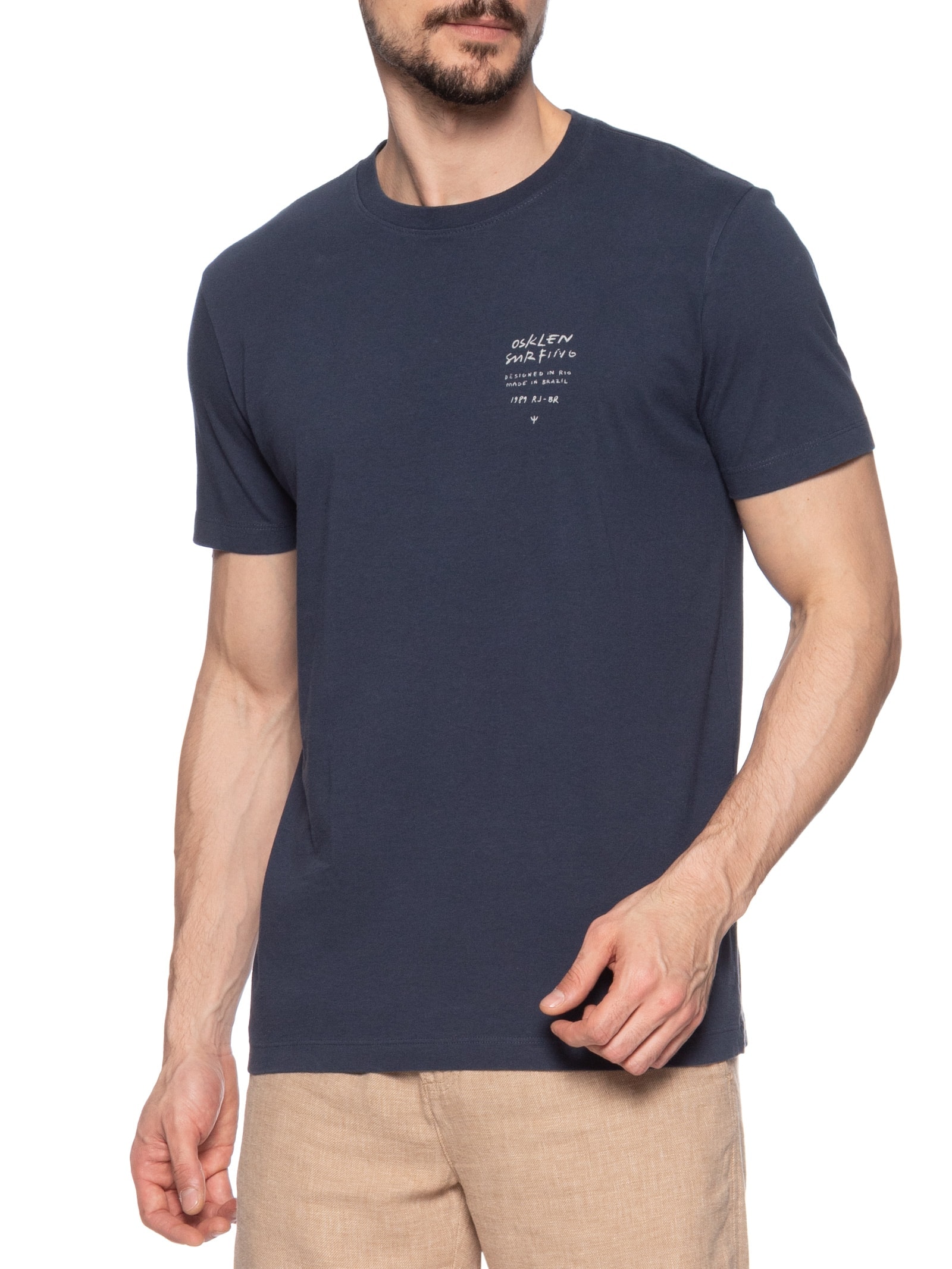 Camiseta Masculina Slim Vintage Surf Handwriting Azul Osklen