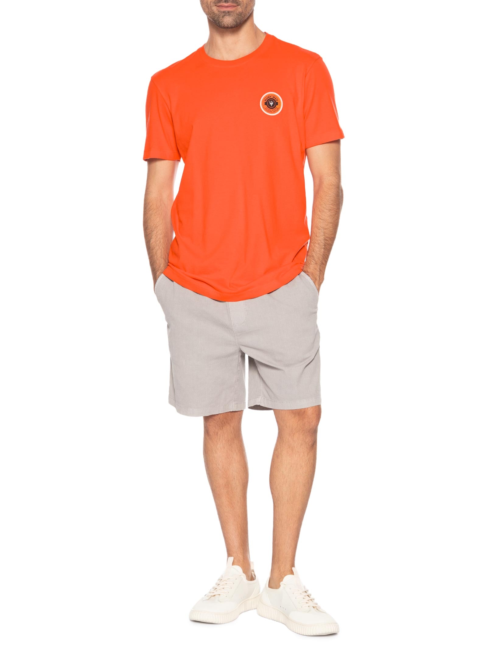 Camiseta Masculina Slim Vintage Surf Wax Manga Curta Laranja Osklen
