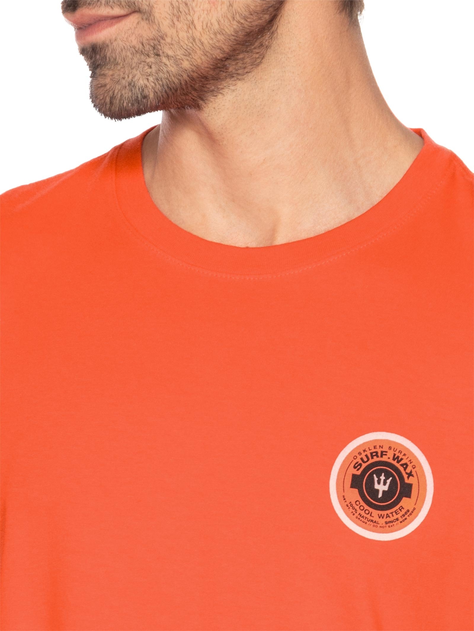 Camiseta Masculina Slim Vintage Surf Wax Manga Curta Laranja Osklen