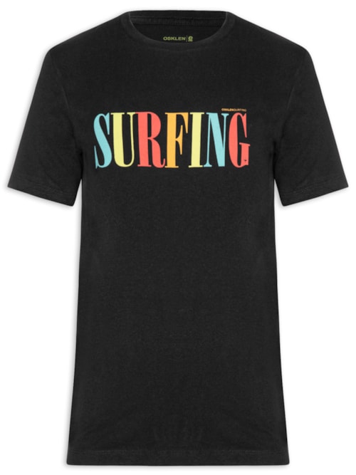 Camiseta Masculina Slim Vintage Surfing Manga Curta – Preto