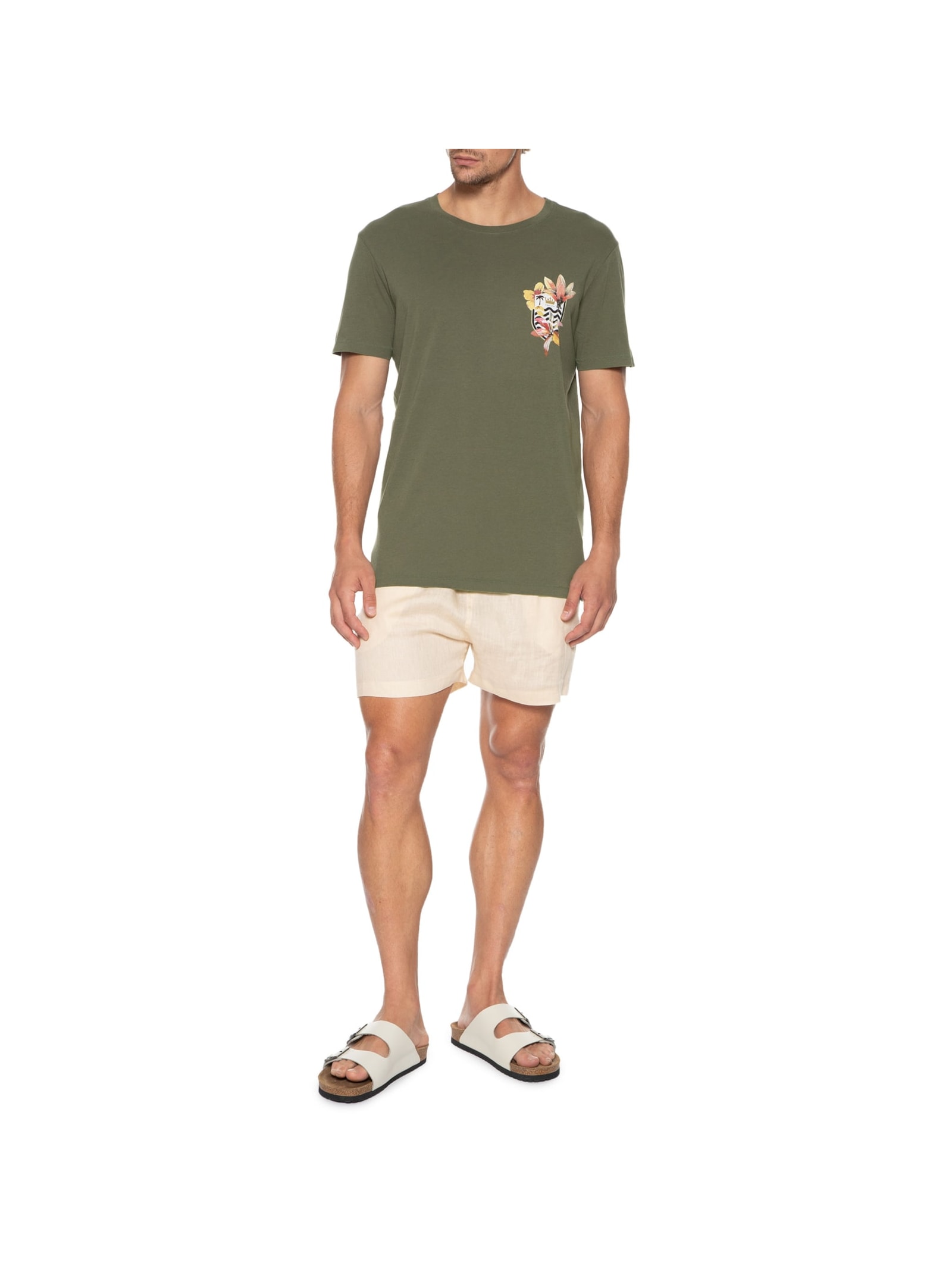 Camiseta Masculina Soft Used Brasao Flores Verde Osklen