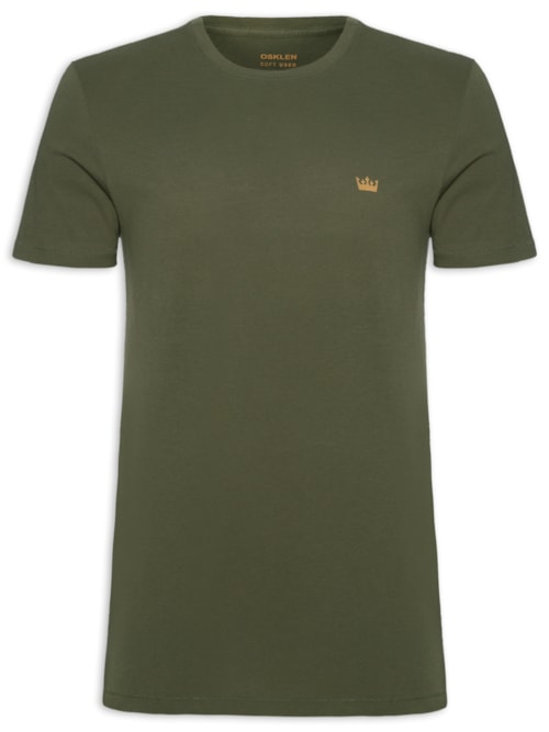 Camiseta Masculina Soft Used Gold Crown Manga Curta - Verde