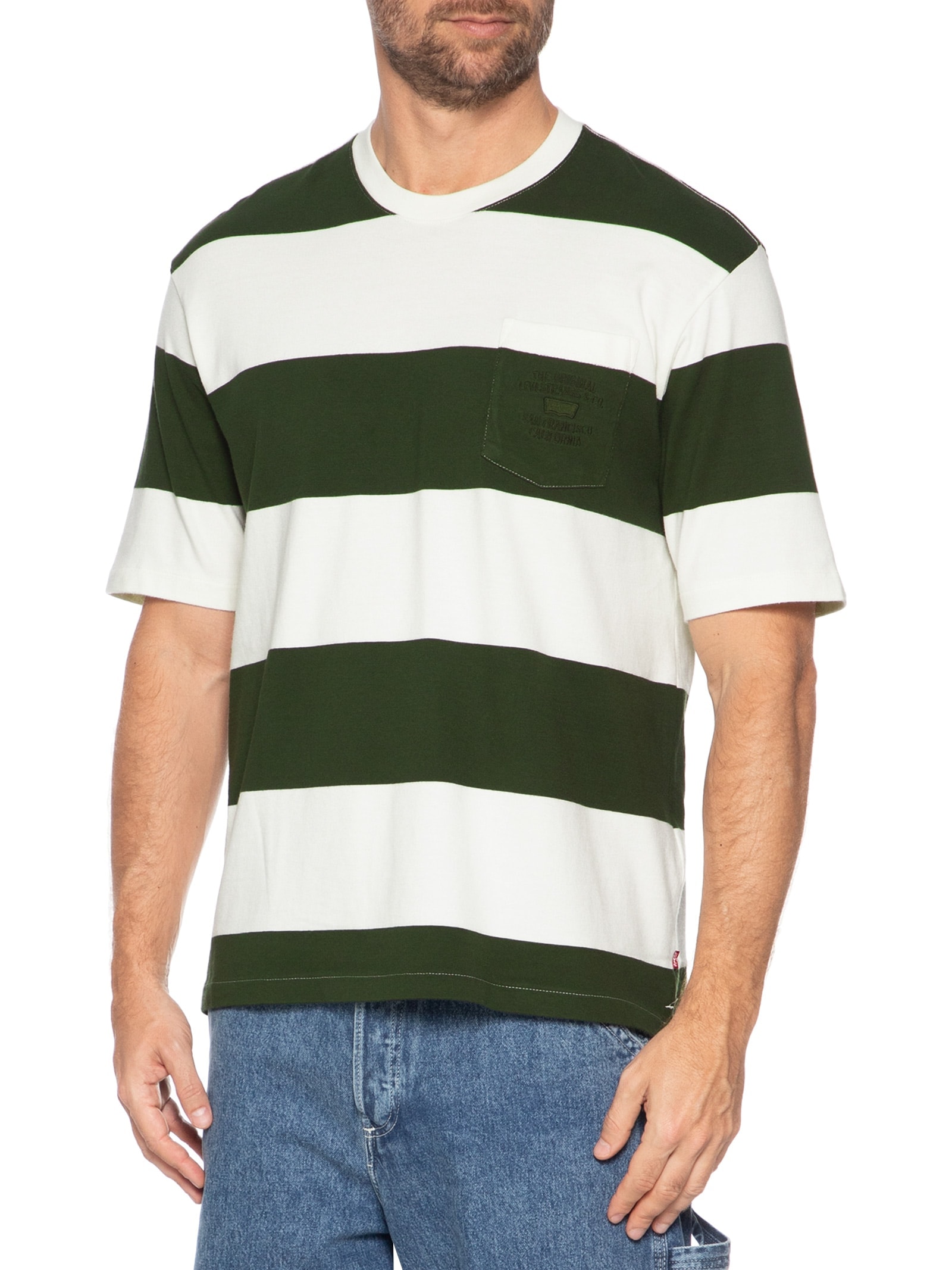 Camiseta Masculina Stepped Hem Half-Sleeve Verde Levi's