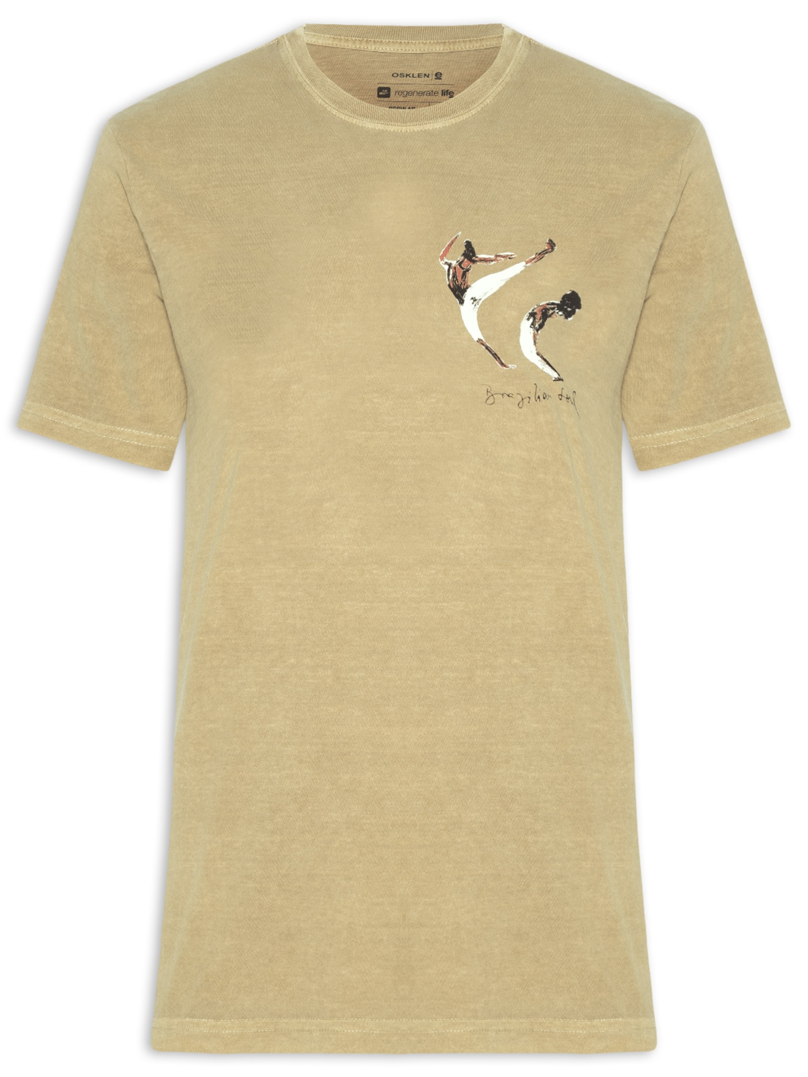 Camiseta Masculina Stone Capoeira 2 Manga Curta Bege Osklen