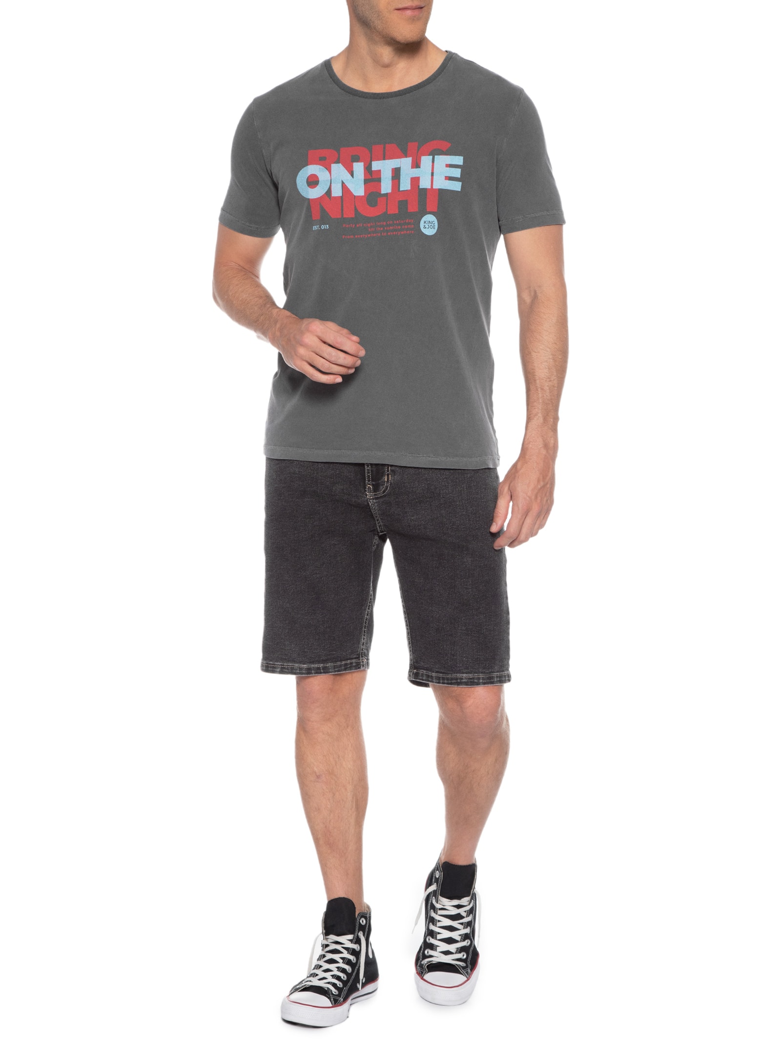 Camiseta Masculina Stone Careca Bring On The Night Cinza King&joe