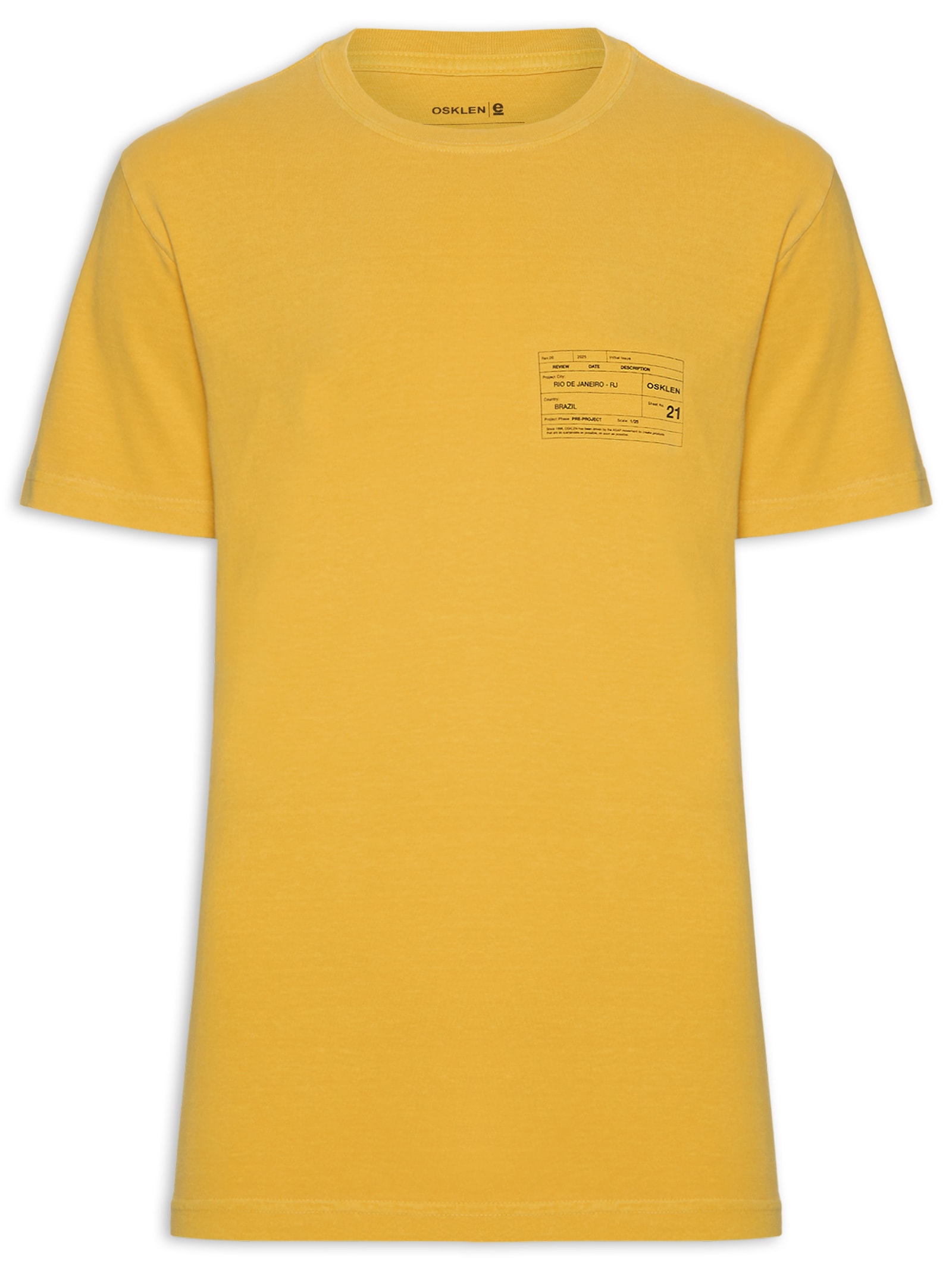 Camiseta Masculina Stone Carimbo Manga Curta Amarelo Osklen