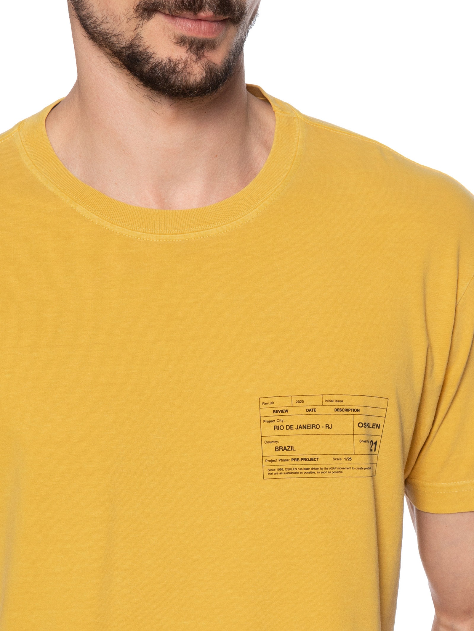 Camiseta Masculina Stone Carimbo Manga Curta Amarelo Osklen