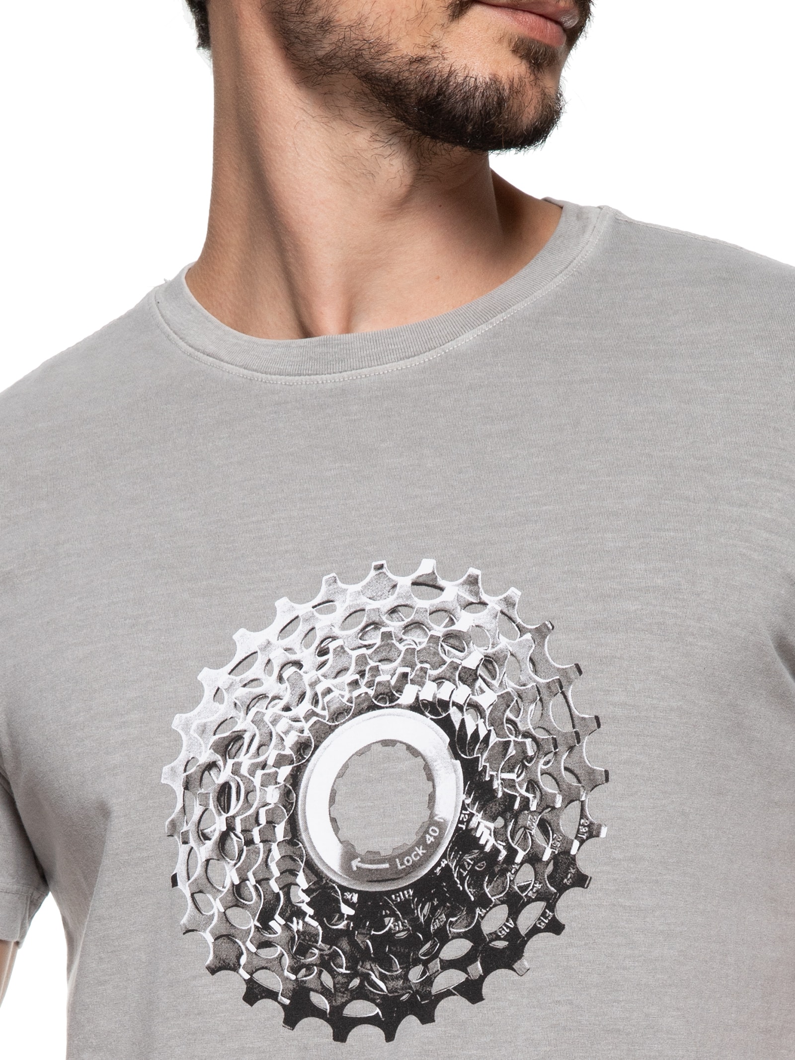 Camiseta Masculina Stone Cassete Bike Cinza Osklen