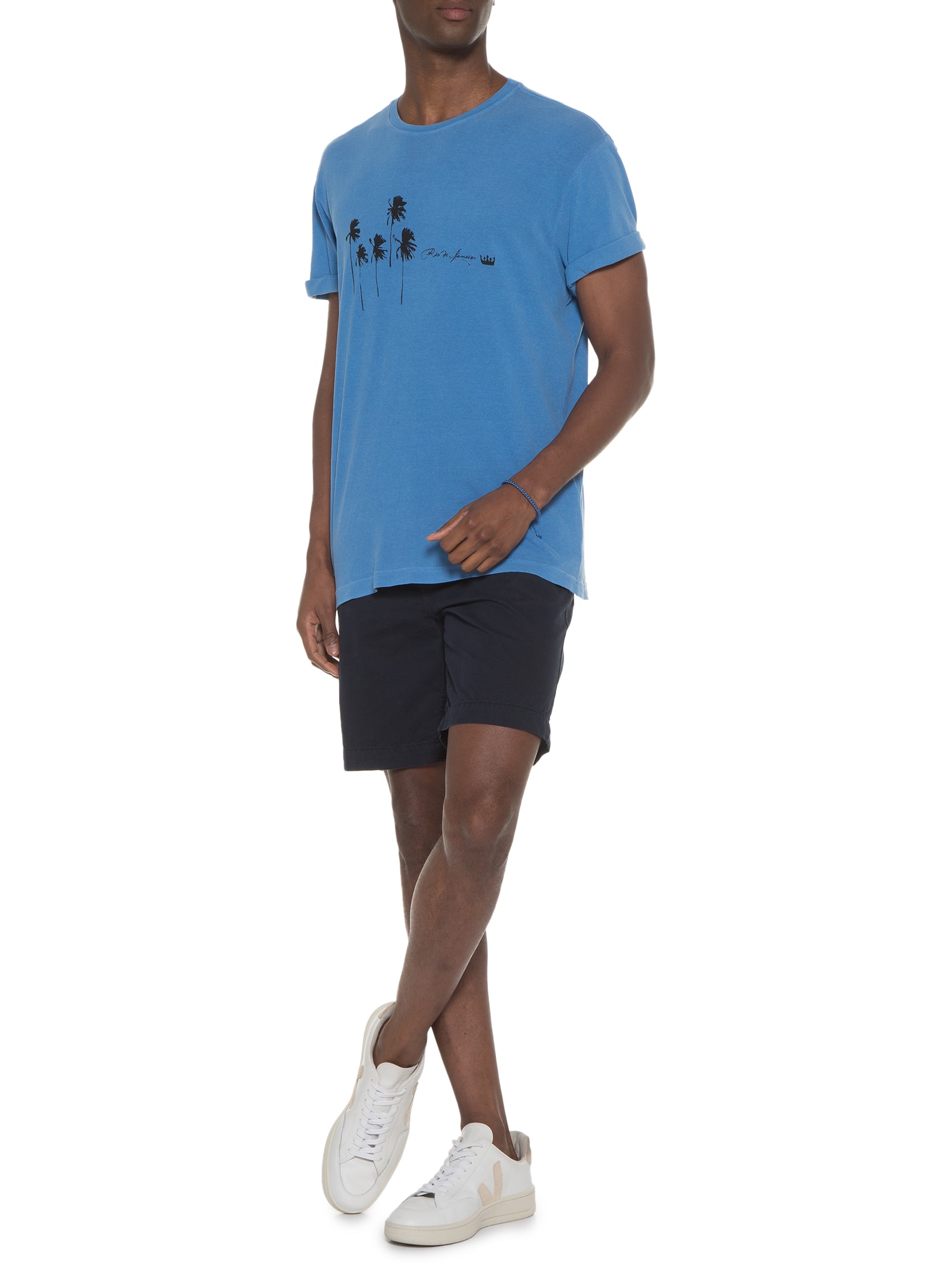 Camiseta Masculina Stone Coqueiros 5 Azul Osklen