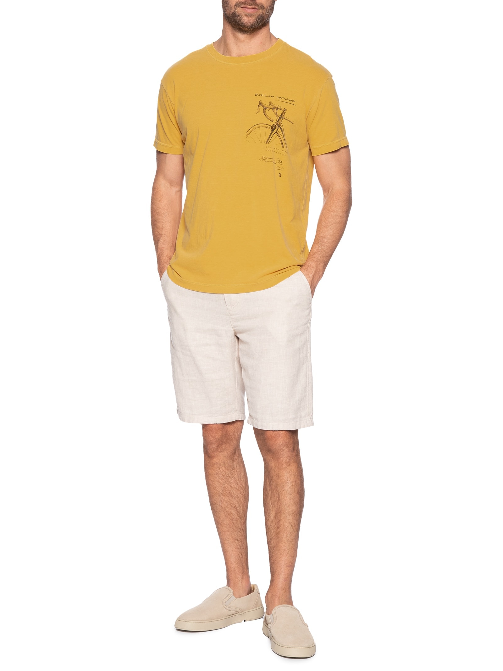 Camiseta Masculina Stone Cycling Drawing Mc Amarelo Osklen