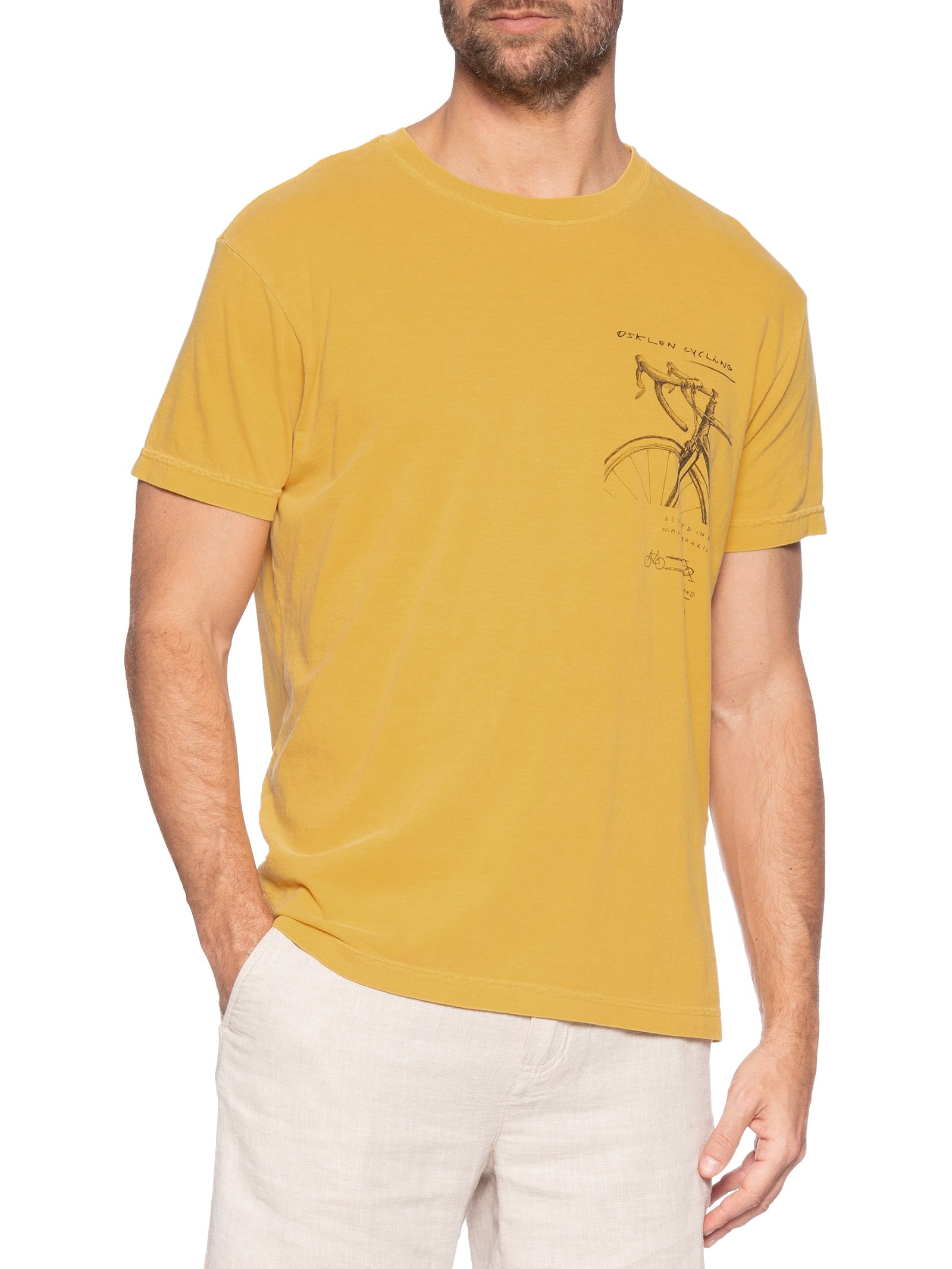 Camiseta Masculina Stone Cycling Drawing Mc Amarelo Osklen