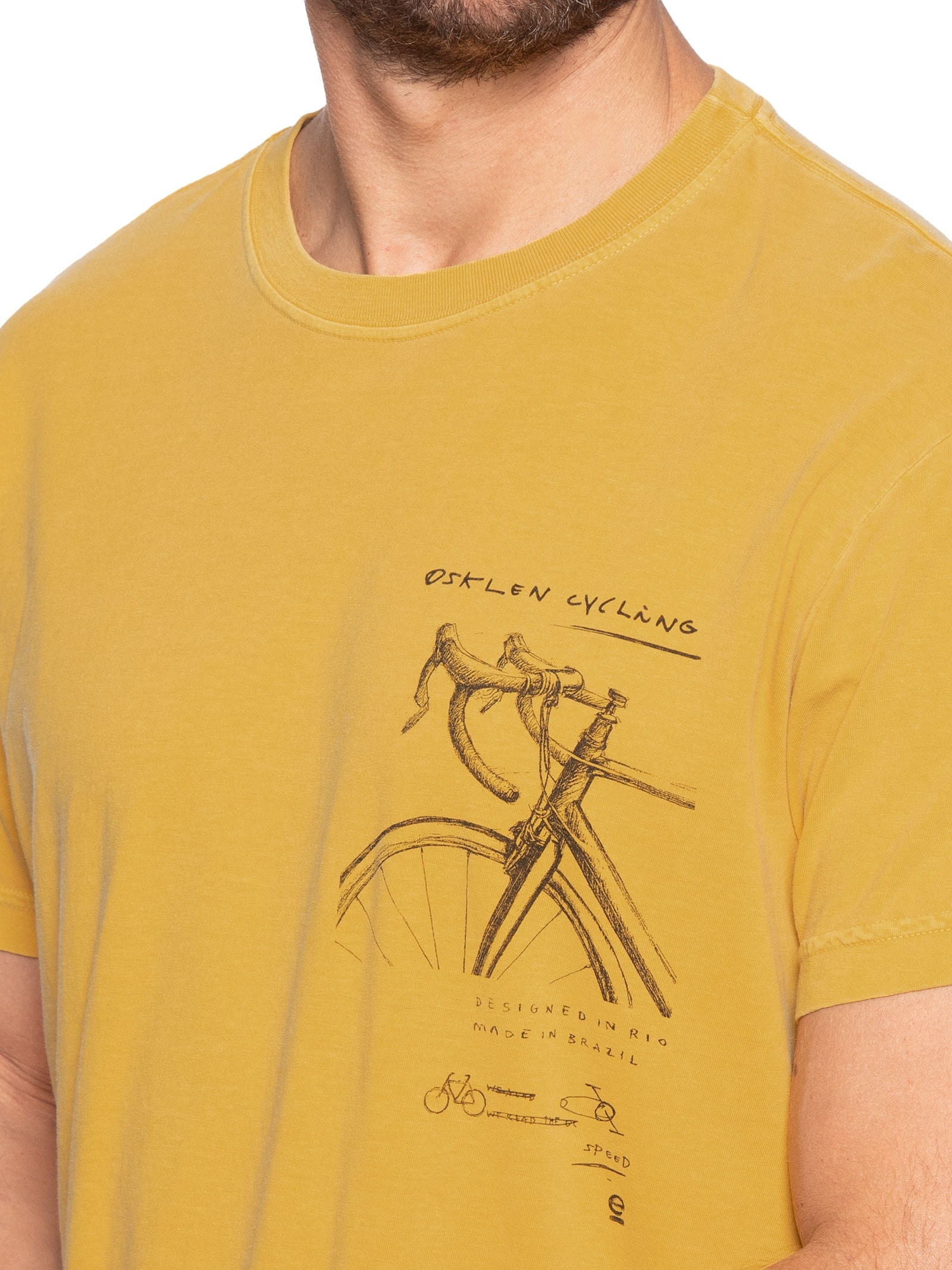 Camiseta Masculina Stone Cycling Drawing Mc Amarelo Osklen