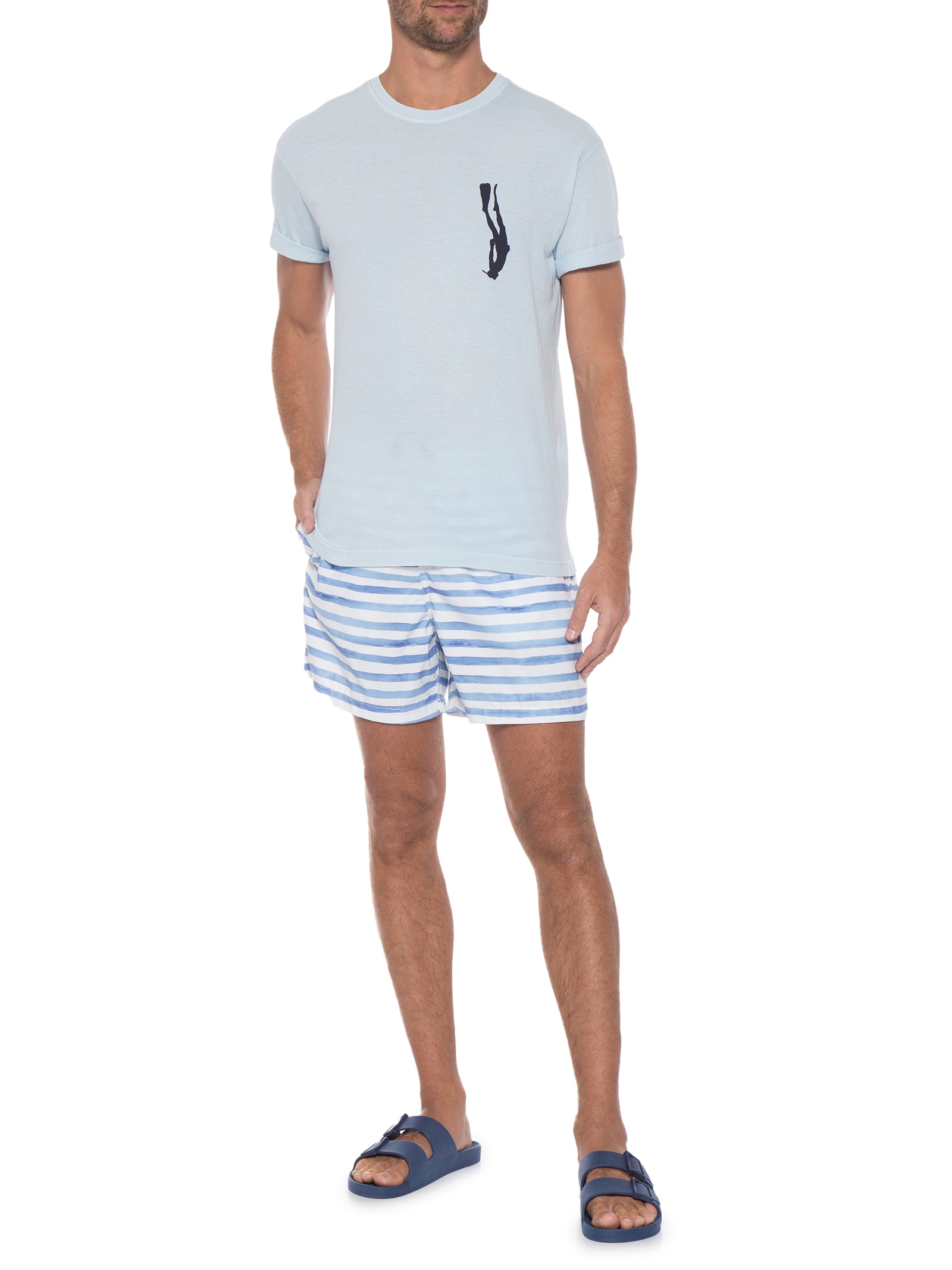 Camiseta Masculina Stone Diver Azul Osklen