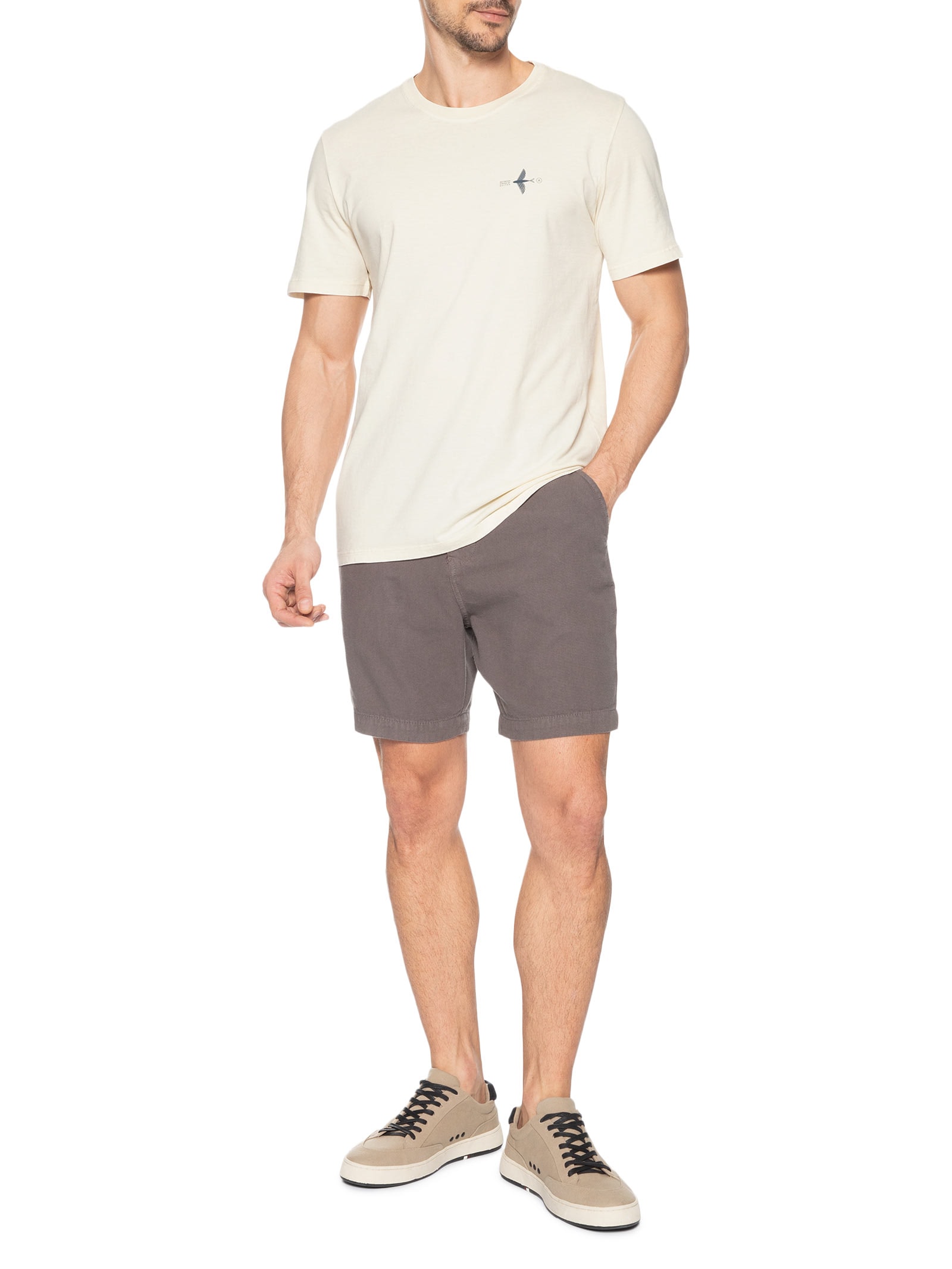 Camiseta Masculina Stone Estampada Flyin Bege Austral