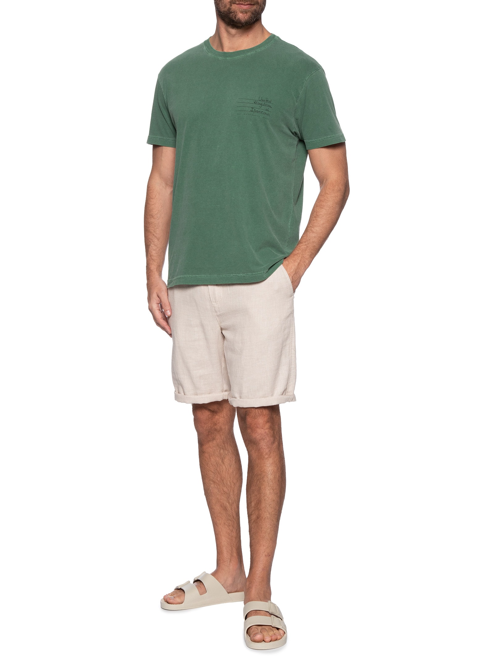 Camiseta Masculina Stone Icones Manga Curta Verde Osklen