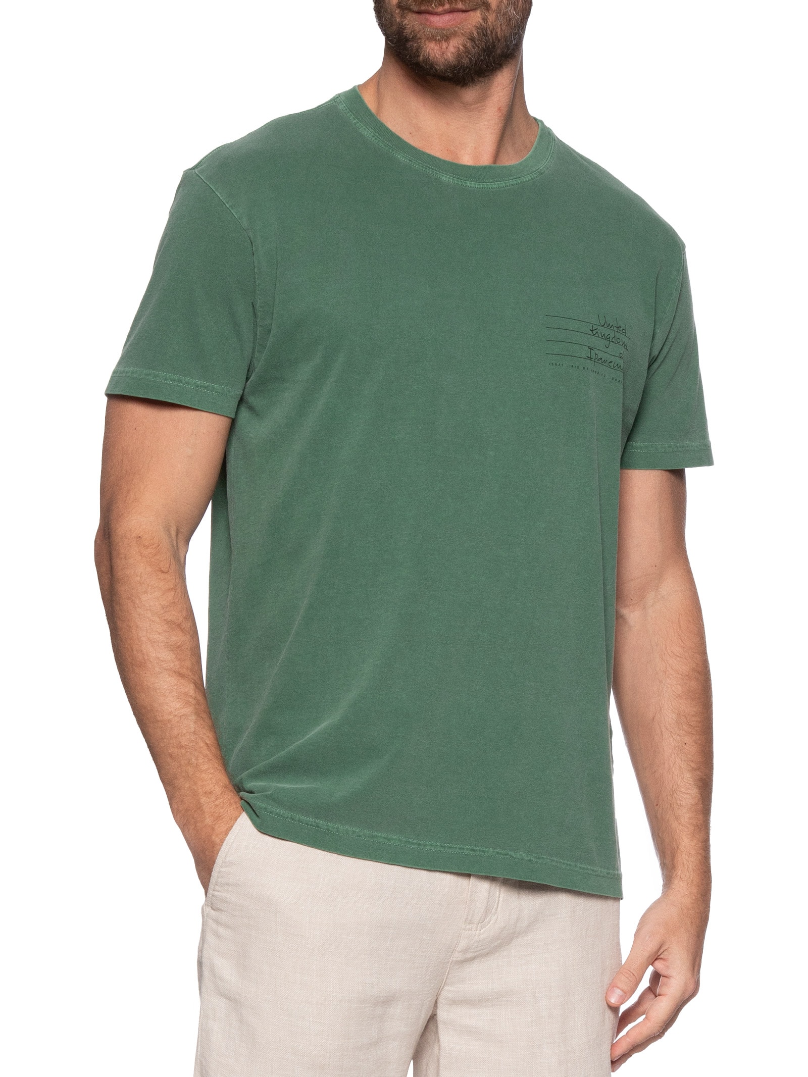 Camiseta Masculina Stone Icones Manga Curta Verde Osklen