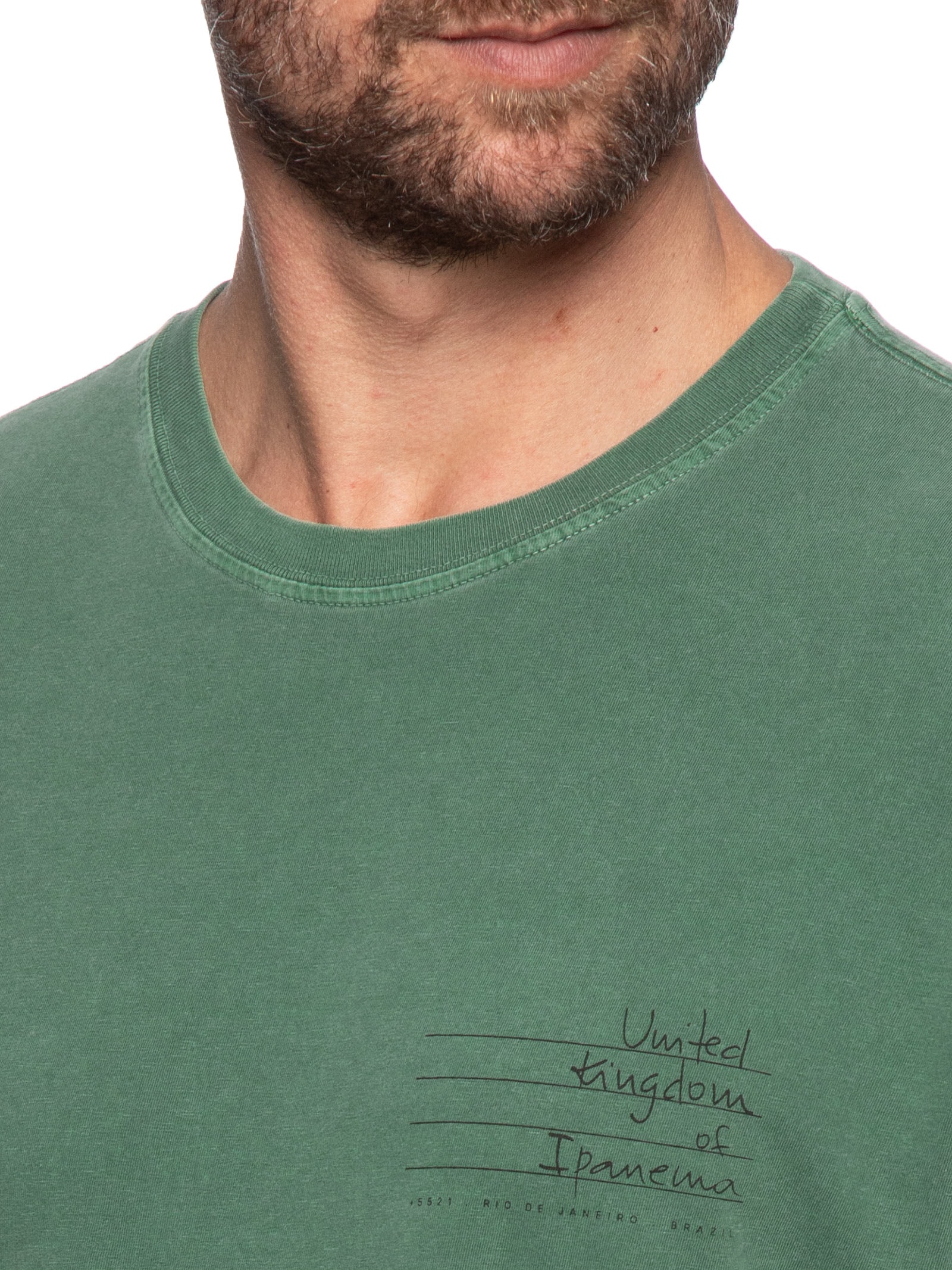 Camiseta Masculina Stone Icones Manga Curta Verde Osklen