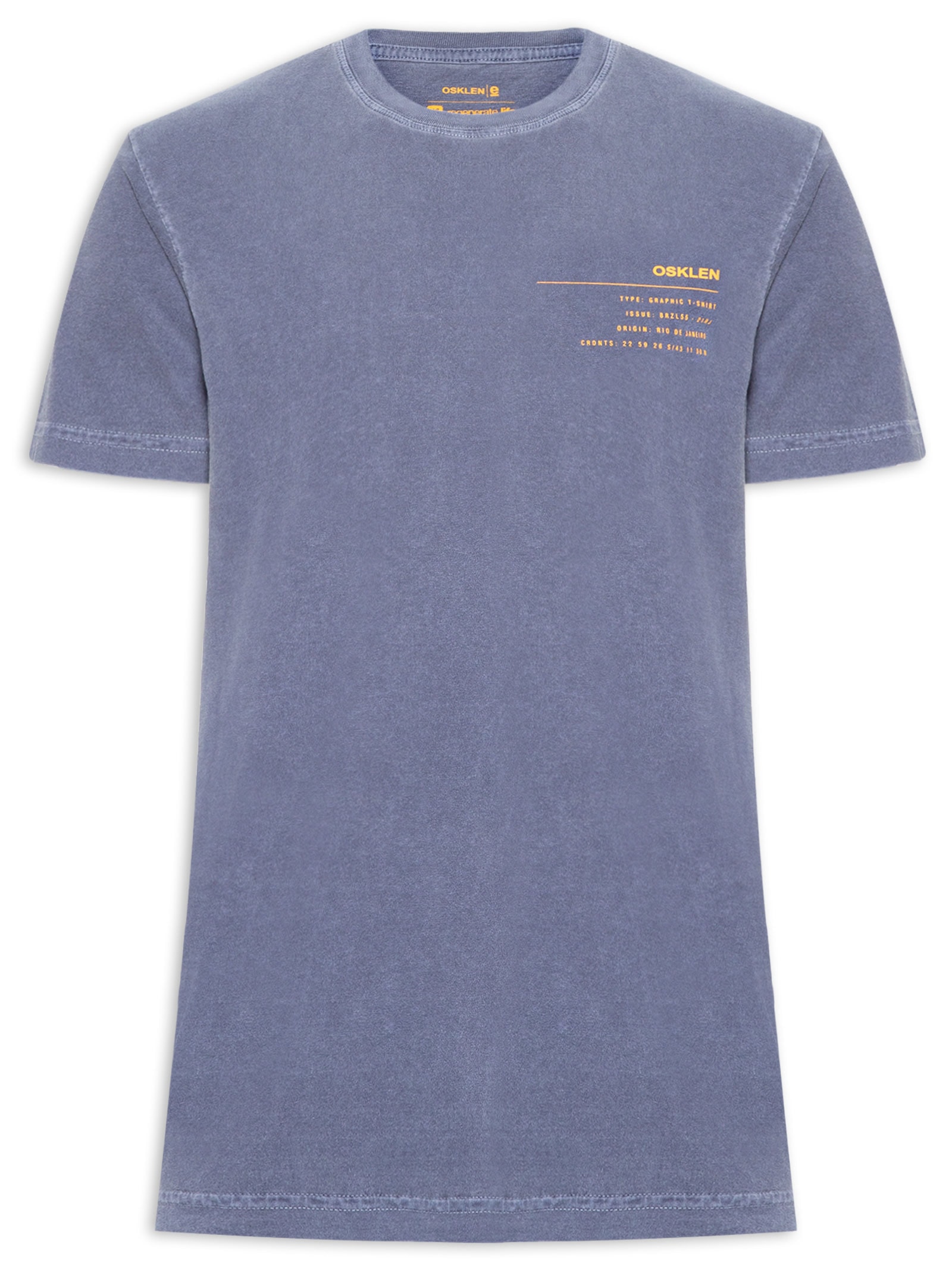 Camiseta Masculina Stone Info Label Azul Osklen