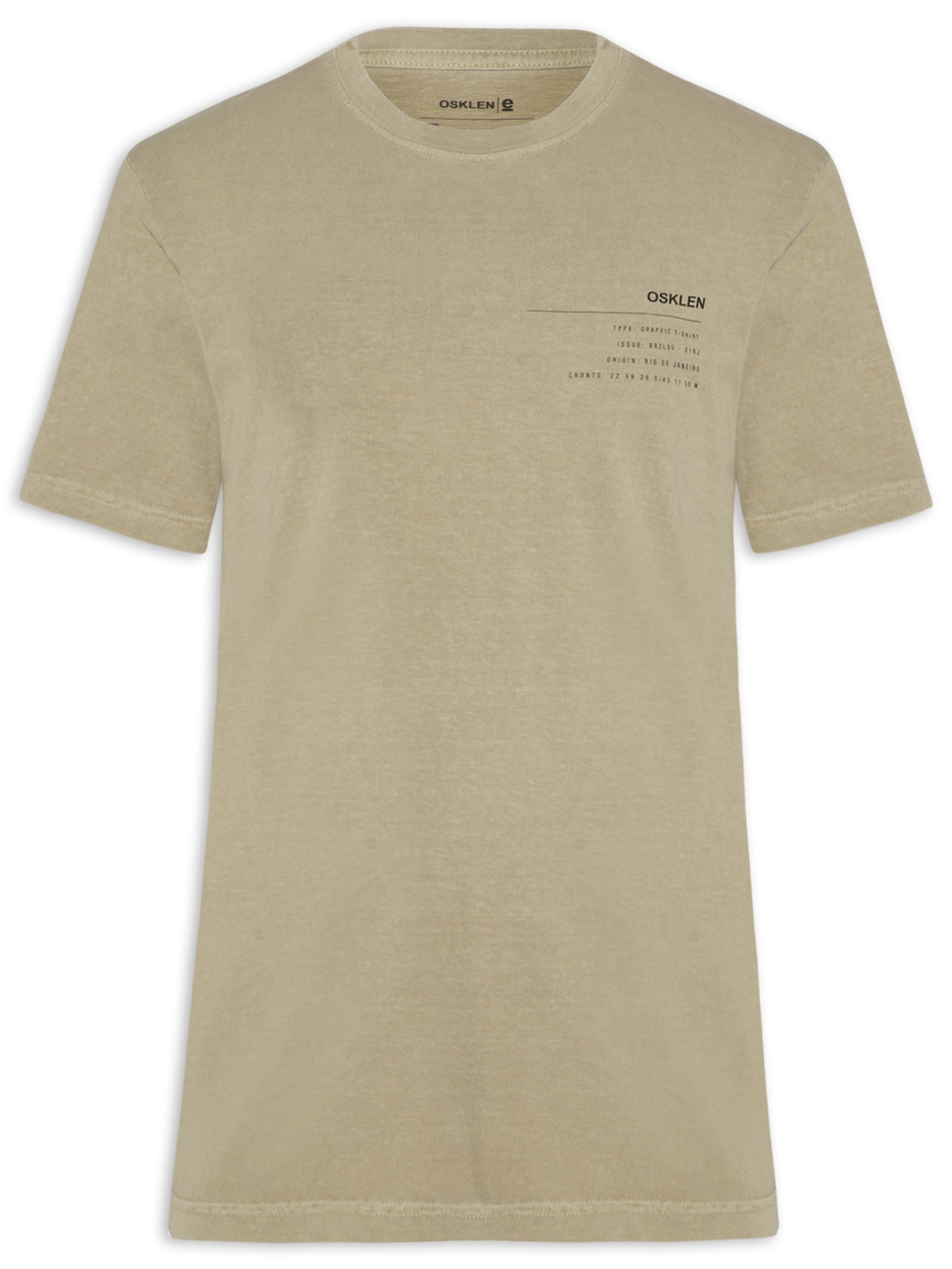 Camiseta Masculina Stone Info Label Bege Osklen