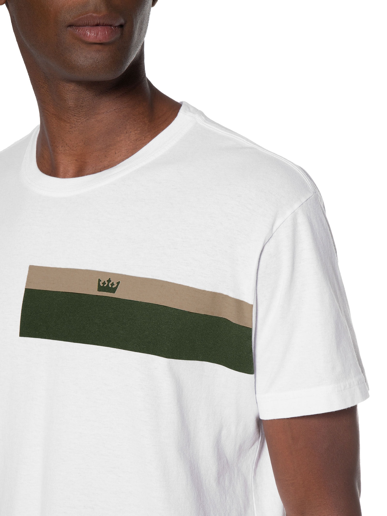 Camiseta  Masculina Stone Listrado Sand Branco Osklen