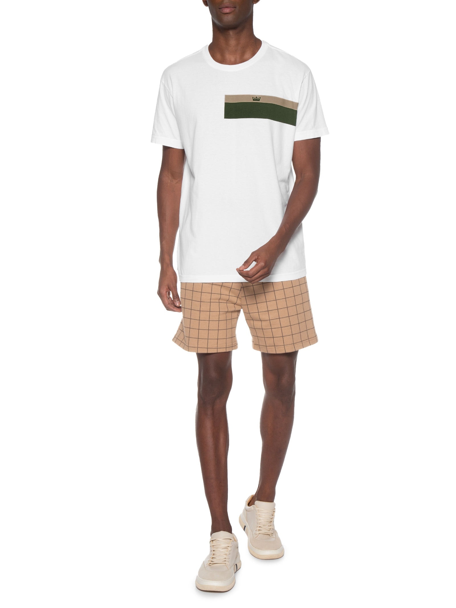 Camiseta  Masculina Stone Listrado Sand Branco Osklen