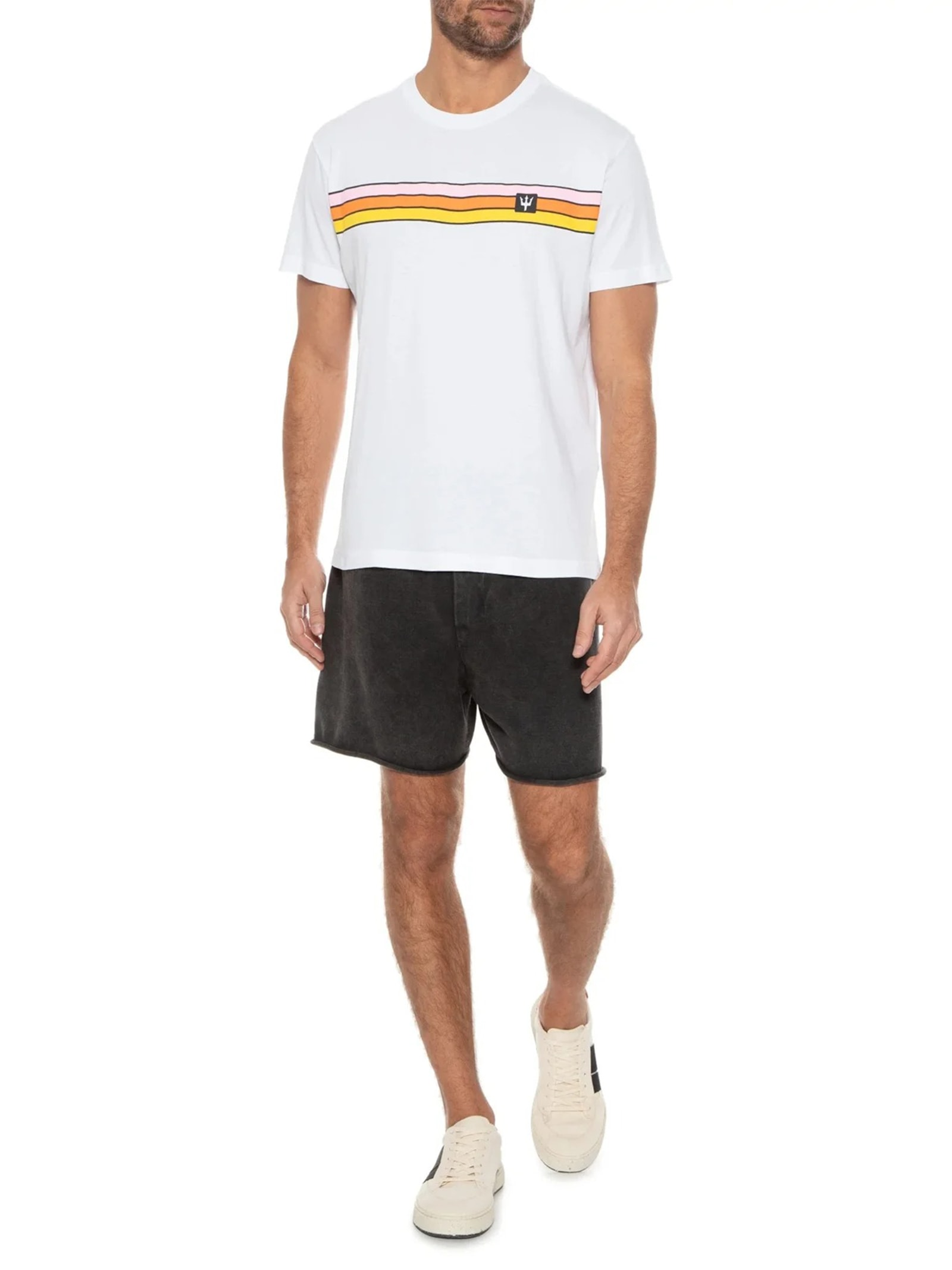 Camiseta Masculina Stone Listrado Vintage Branco Osklen