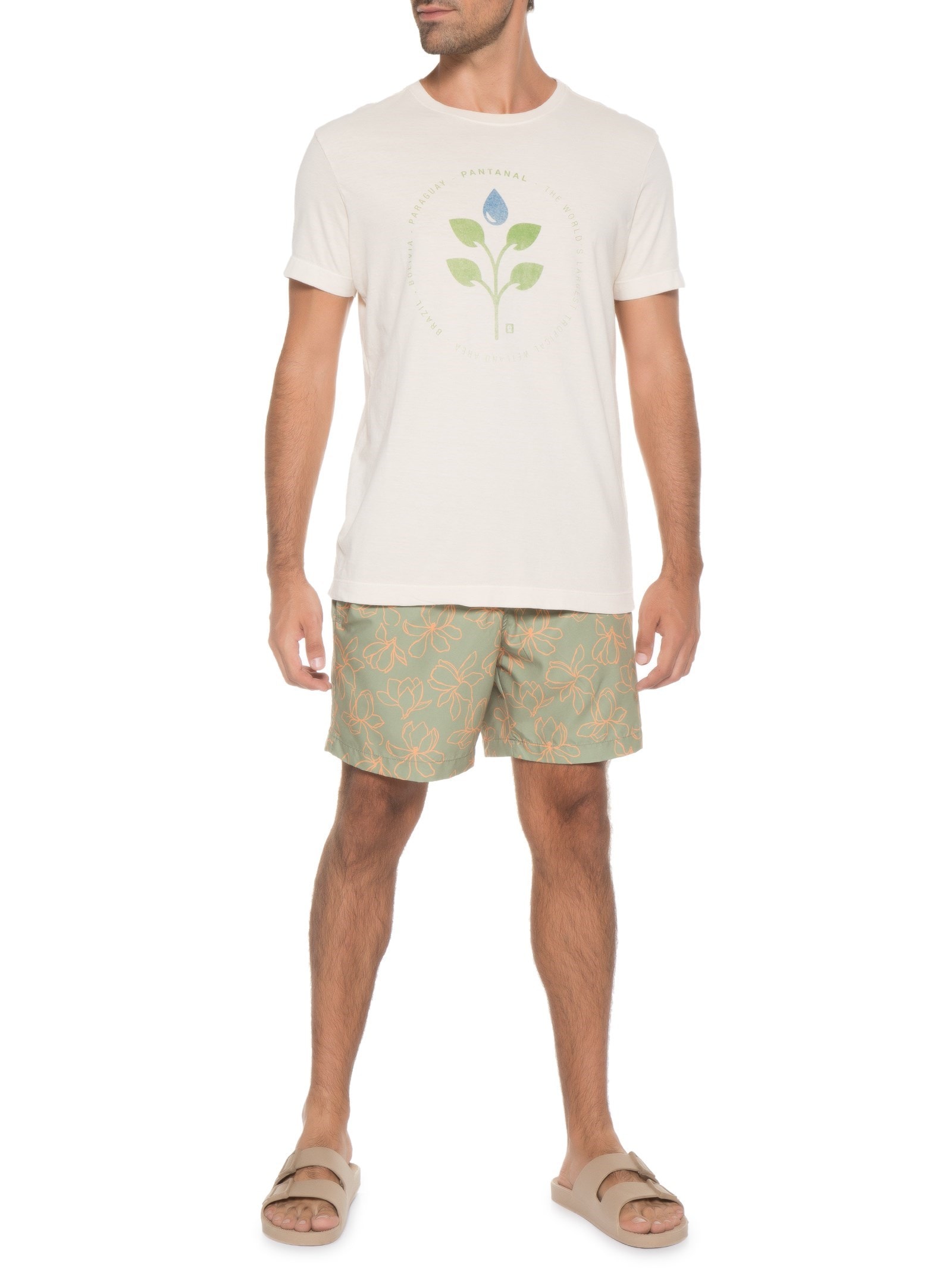 Camiseta Masculina Stone Pantanal Bege Osklen
