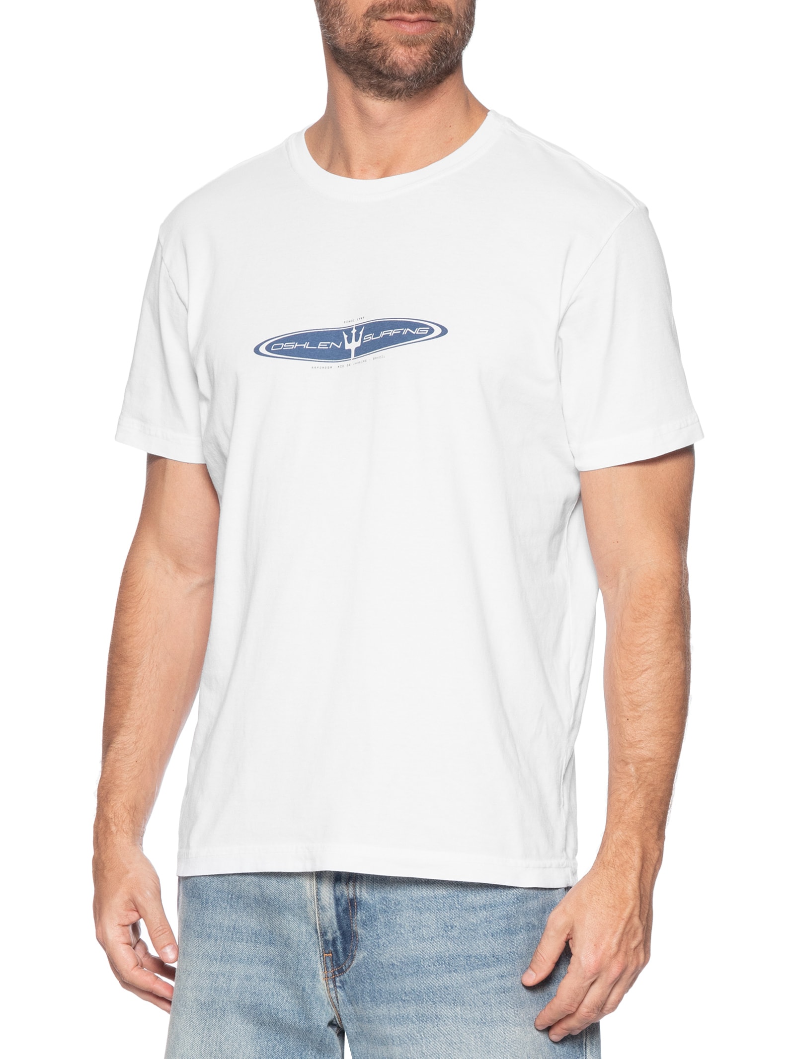 Camiseta Masculina Stone Realm Manga Curta Branco Osklen