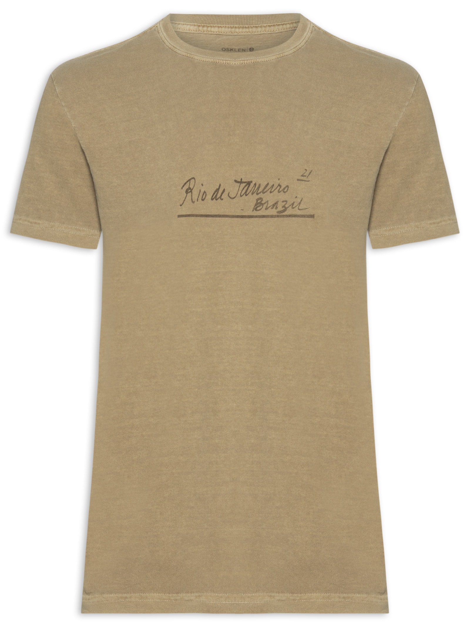 Camiseta Masculina Stone Rj Letter Manga Curta Bege Osklen